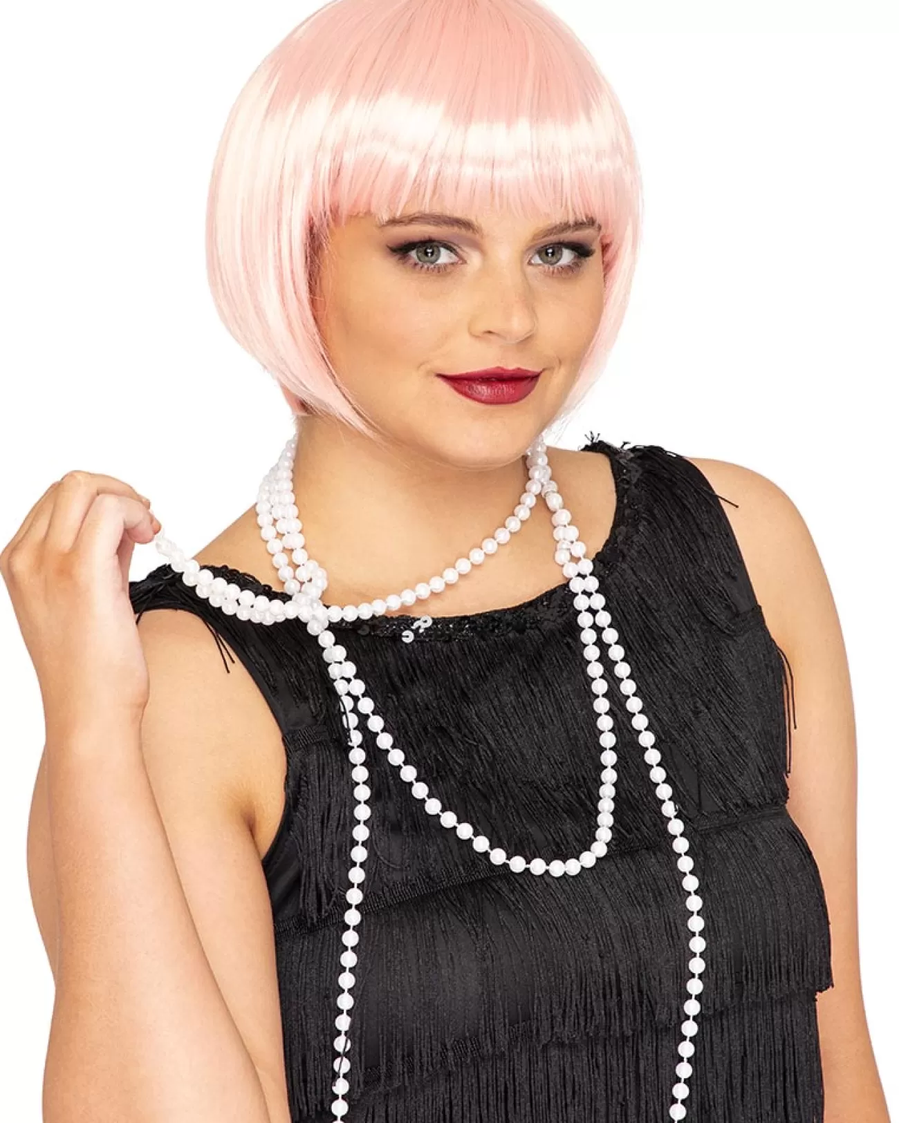 * 1920S Flapper Deluxe Pastel Pink Bob Wig> Halloween Wigs