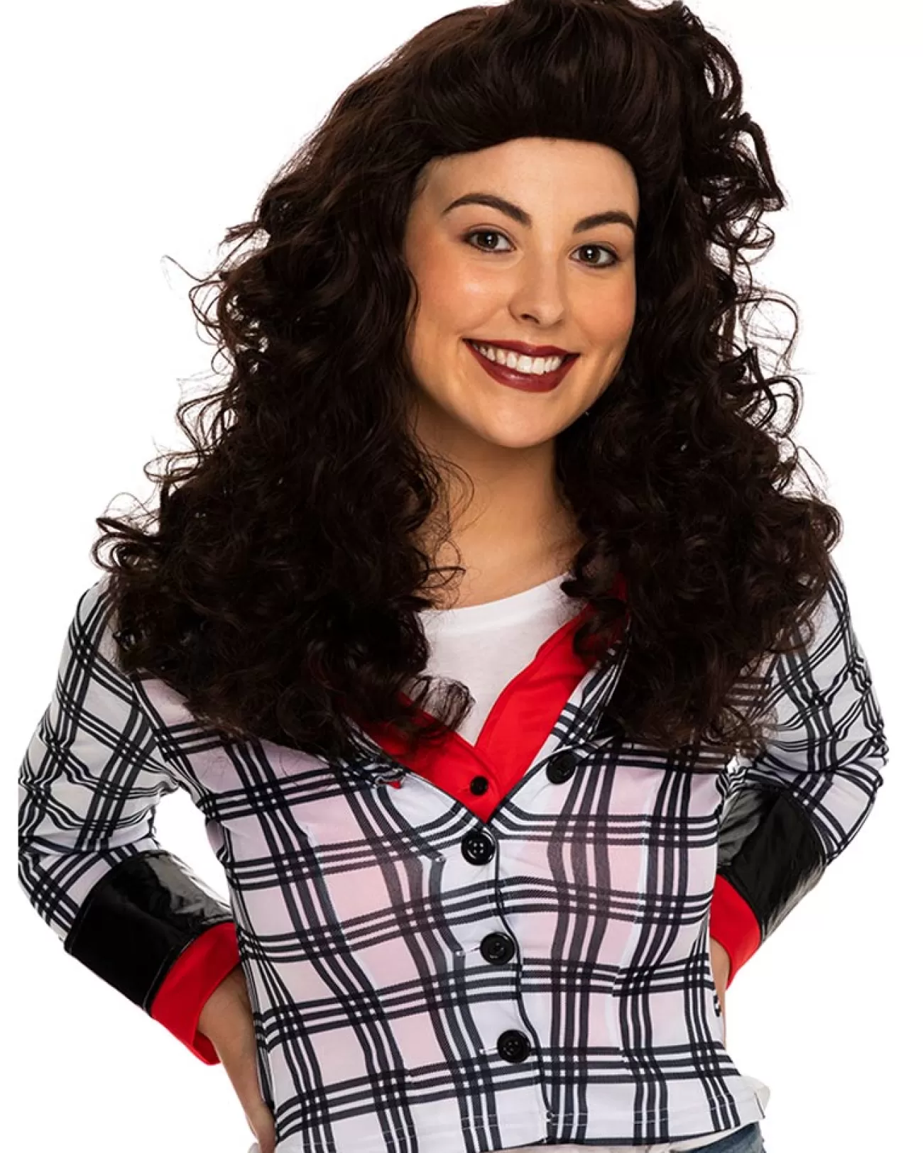 * 90S Elaine Long Curly Deluxe Brown Wig> Halloween Wigs