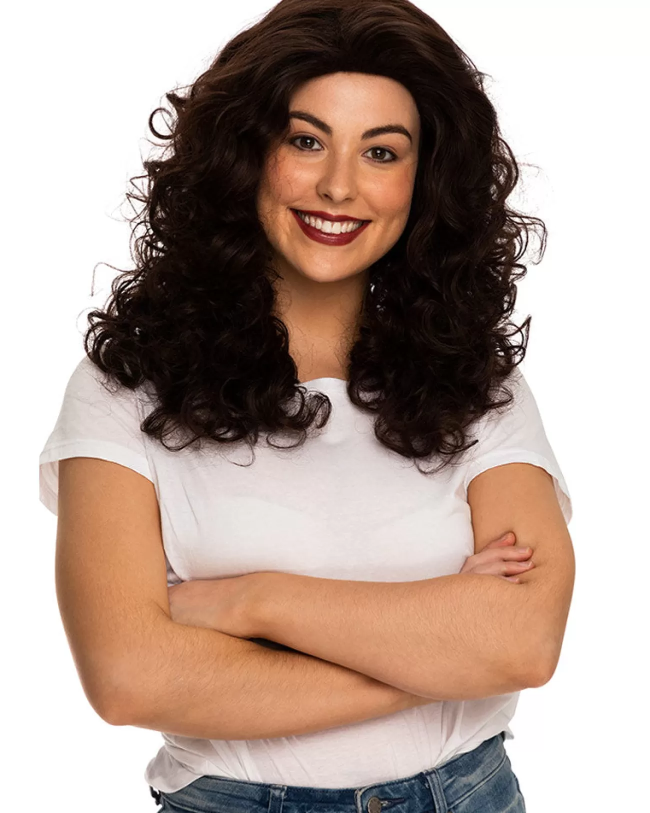 * 90S Elaine Long Curly Deluxe Brown Wig> Halloween Wigs