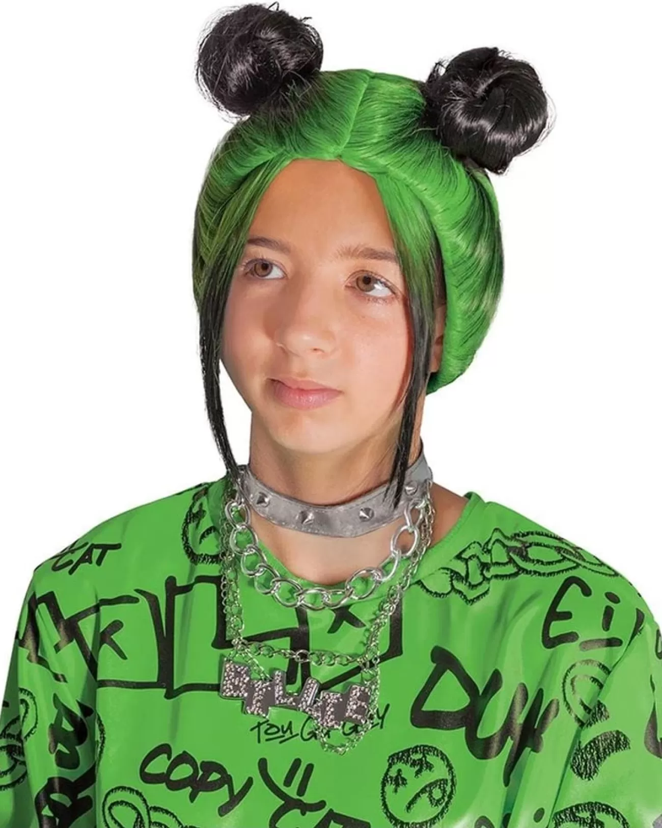 Disguise Billie Eilish Double Green Bun Child Wig> Halloween Wigs