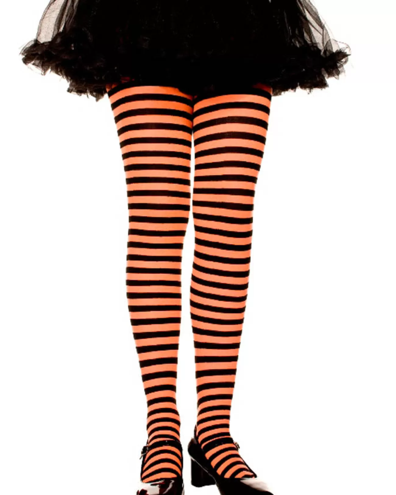 Music Legs Black And Orange Striped Girls Tights> Halloween Accessories