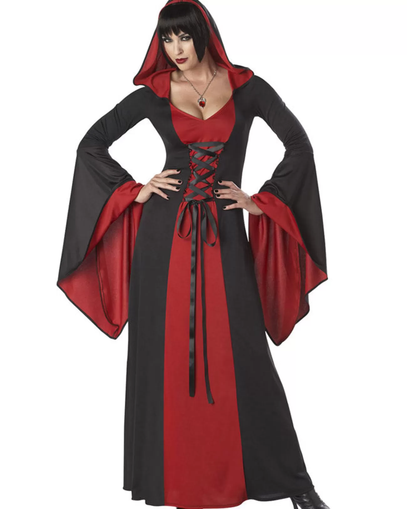 California Costumes Black And Red Hooded Deluxe Robe Womens Costume>Women Women's Costumes