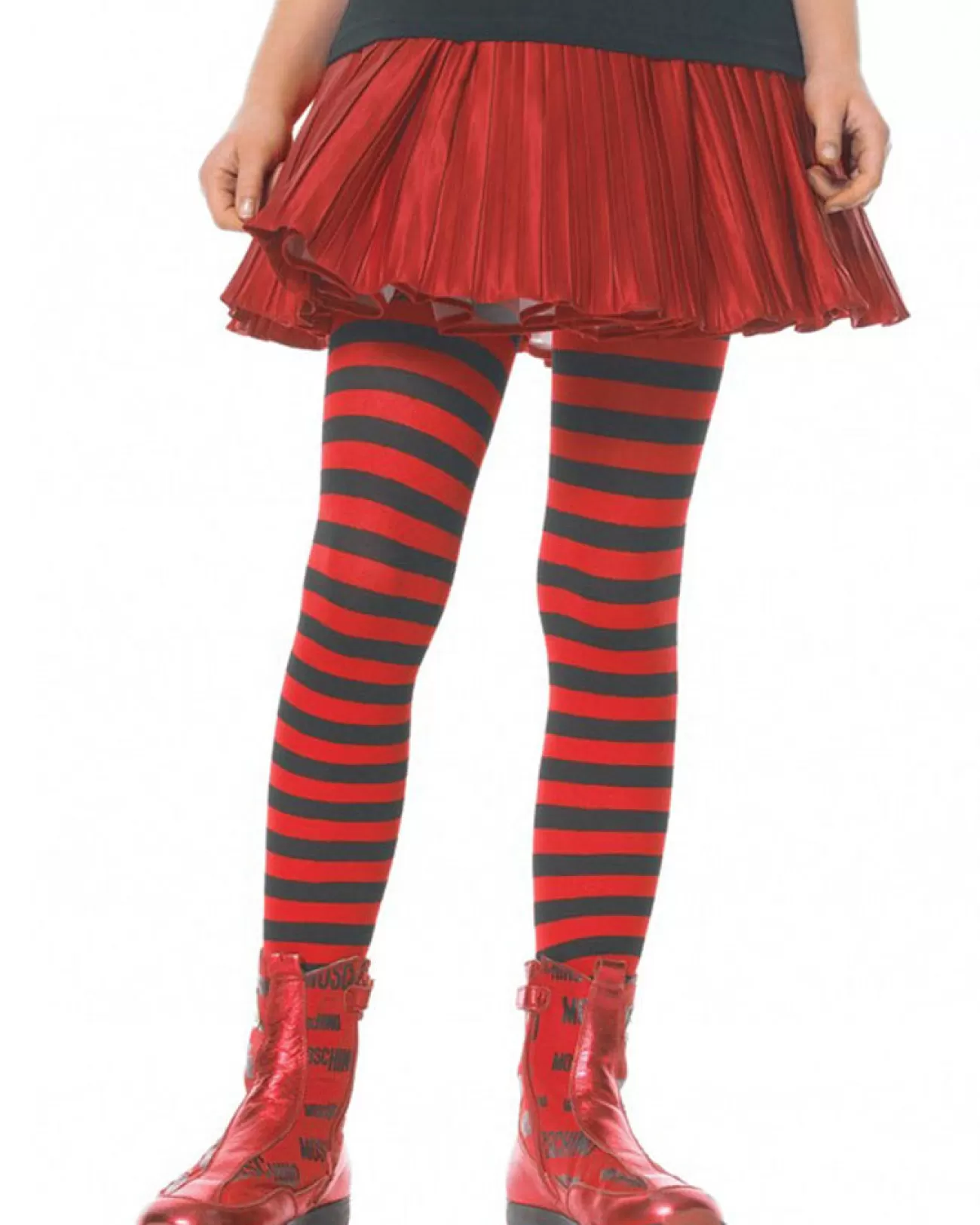 Leg Avenue Black And Red Vibrant Striped Girls Tights> Wicked Witches