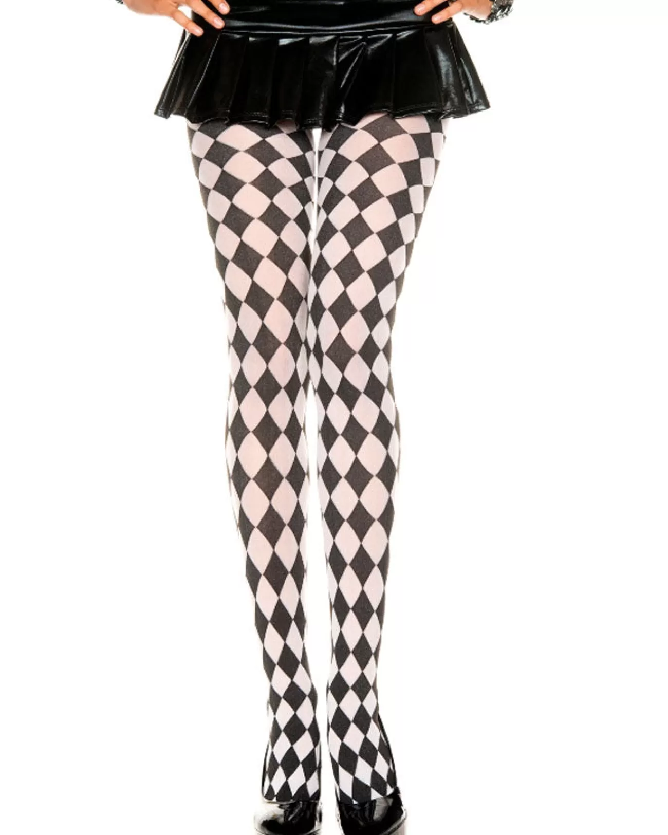 Music Legs Black And White Checked Harlequin Tights> Halloween Hosiery