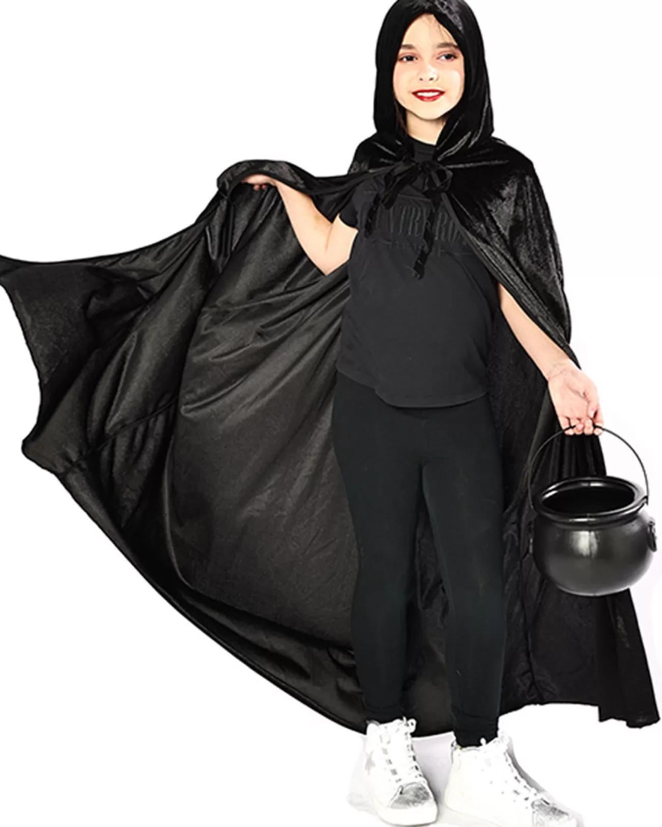 * Black Panne Velvet Deluxe Kids Cape> Halloween Accessories