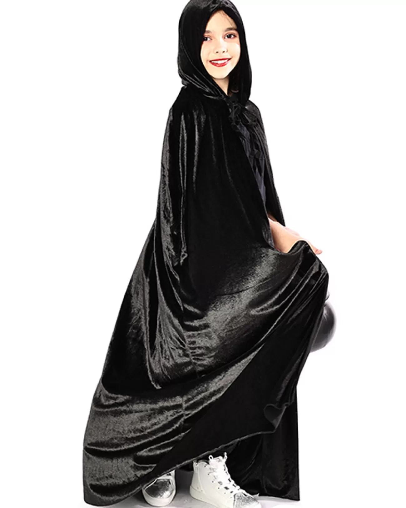 * Black Panne Velvet Deluxe Kids Cape> Halloween Accessories