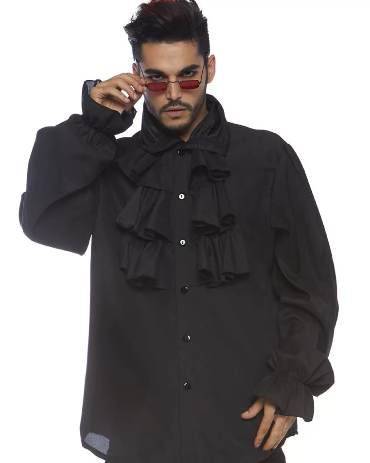 Leg Avenue Black Ruffle Front Shirt>Men Men's Costumes