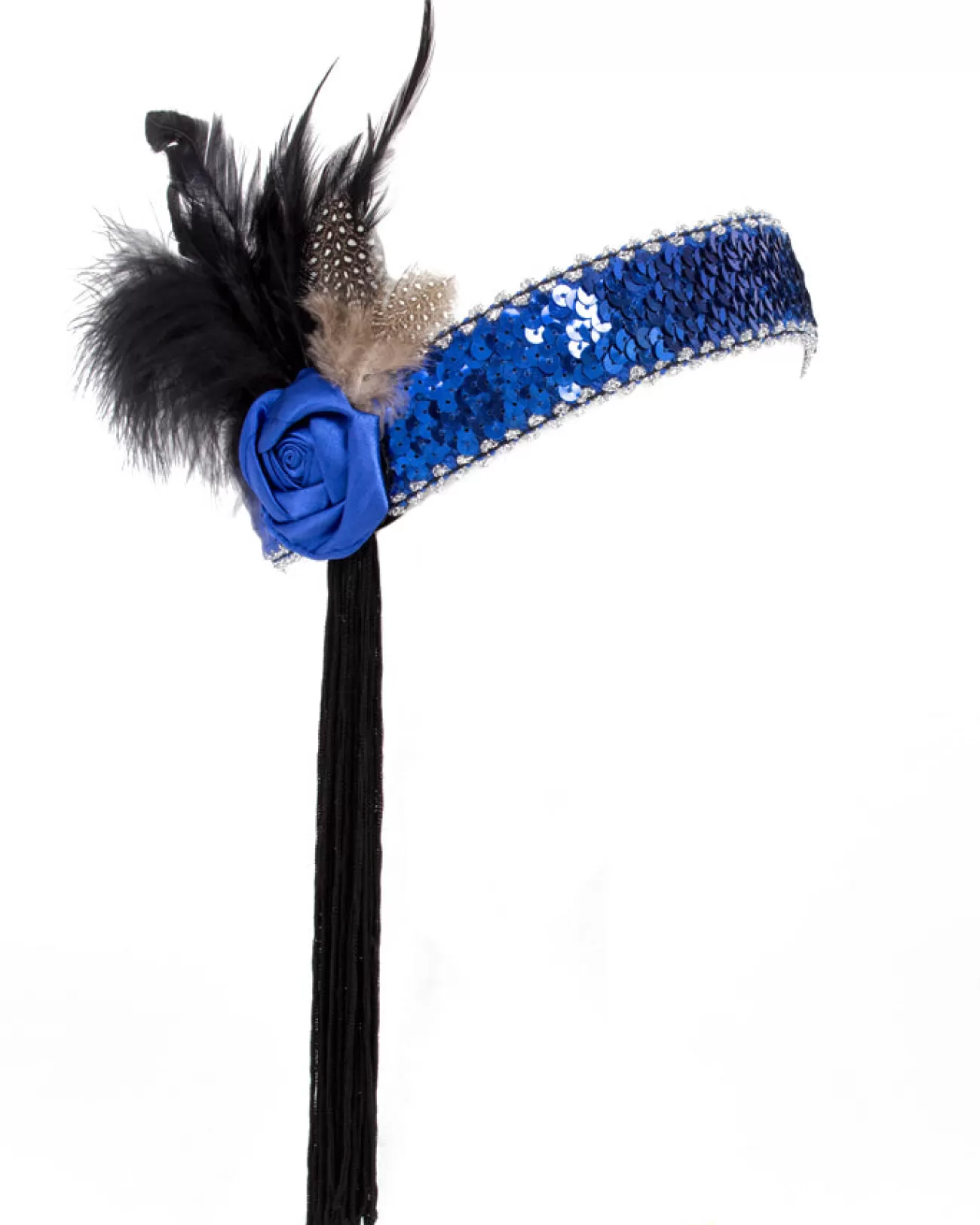 Interalia Blue Flower And Black Tassle Flapper Headband> Halloween Hats