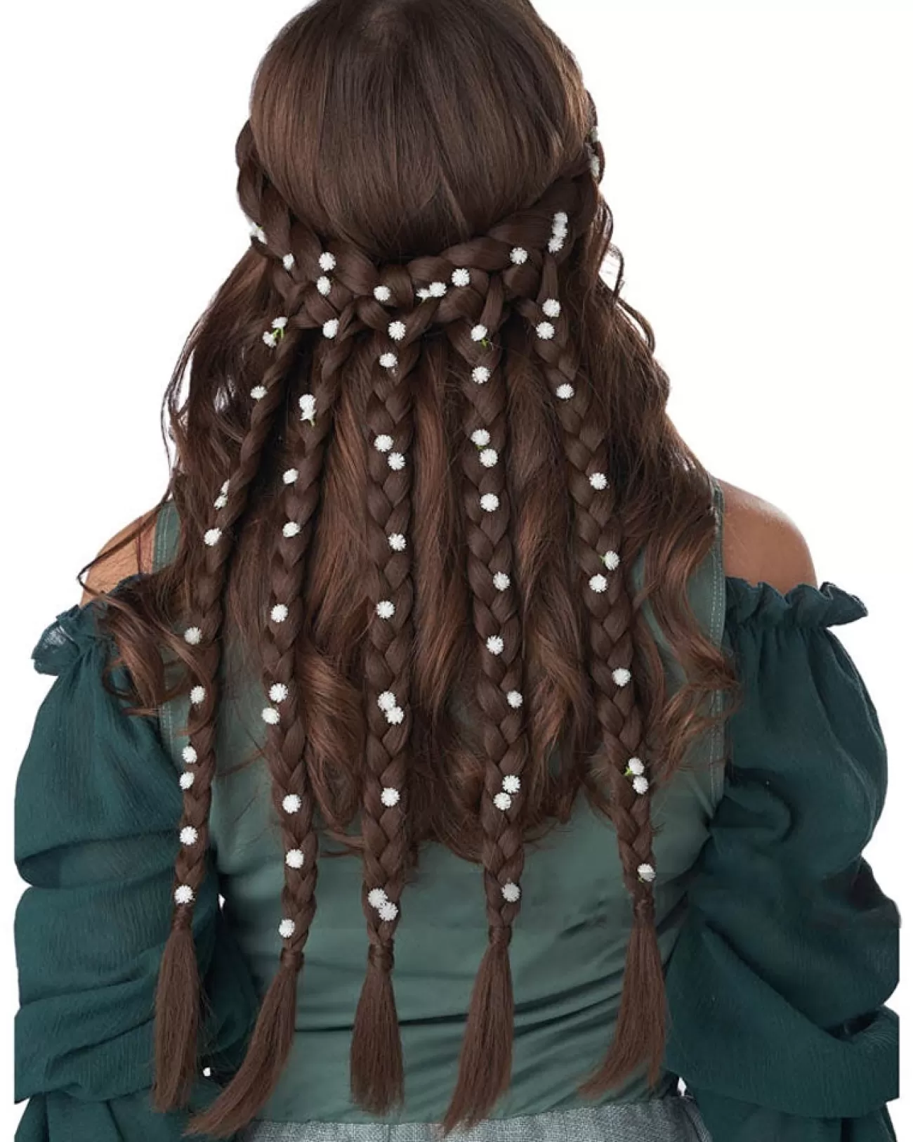 California Costumes Brunette Halo Braid With Flowers> Halloween Wigs