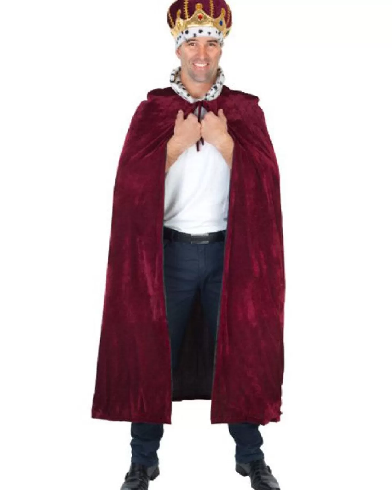 Tomfoolery Burgundy Kings Cape With Snow Leopard Collar> Halloween Capes