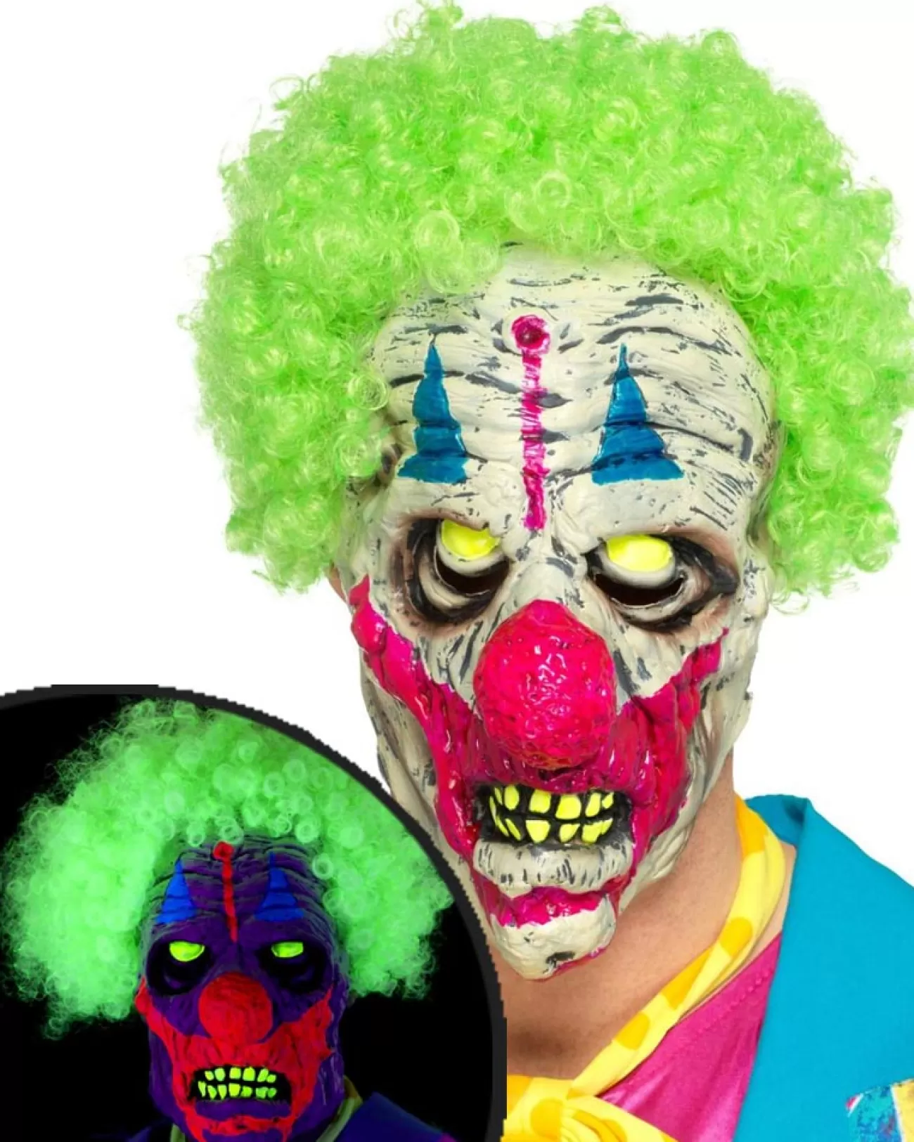 Smiffys Clown Uv Black Light Mask> Halloween Masks