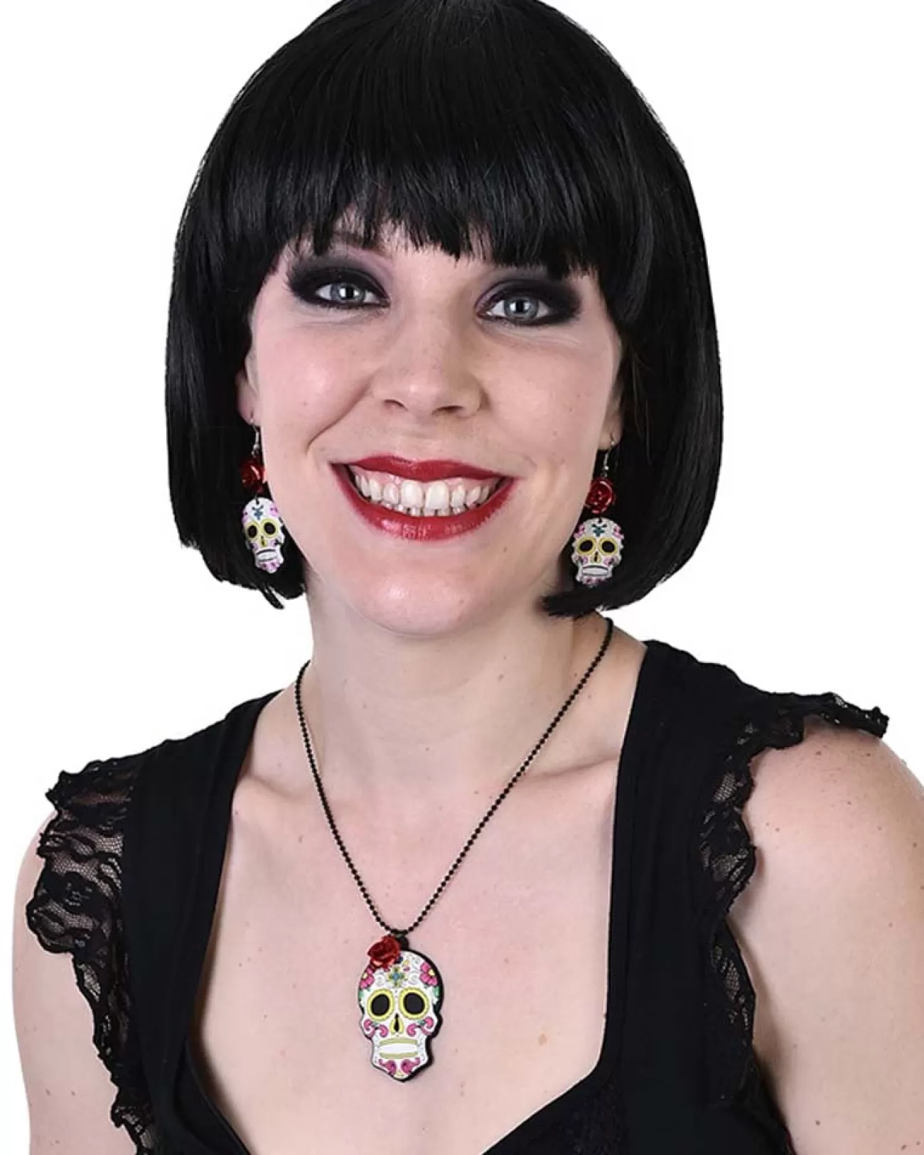 Tomfoolery Day Of The Dead Earrings And Necklace Set> Halloween Accessories