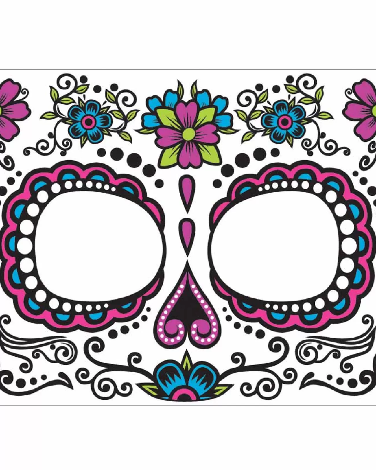 Forum Novelties Day Of The Dead Pink Tattoo Face> Day Of The Dead