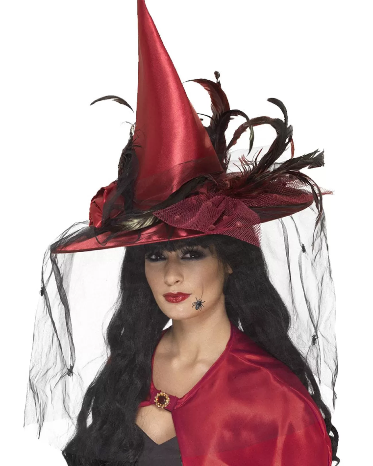 Smiffys Deep Red Witch Hat> Halloween Accessories