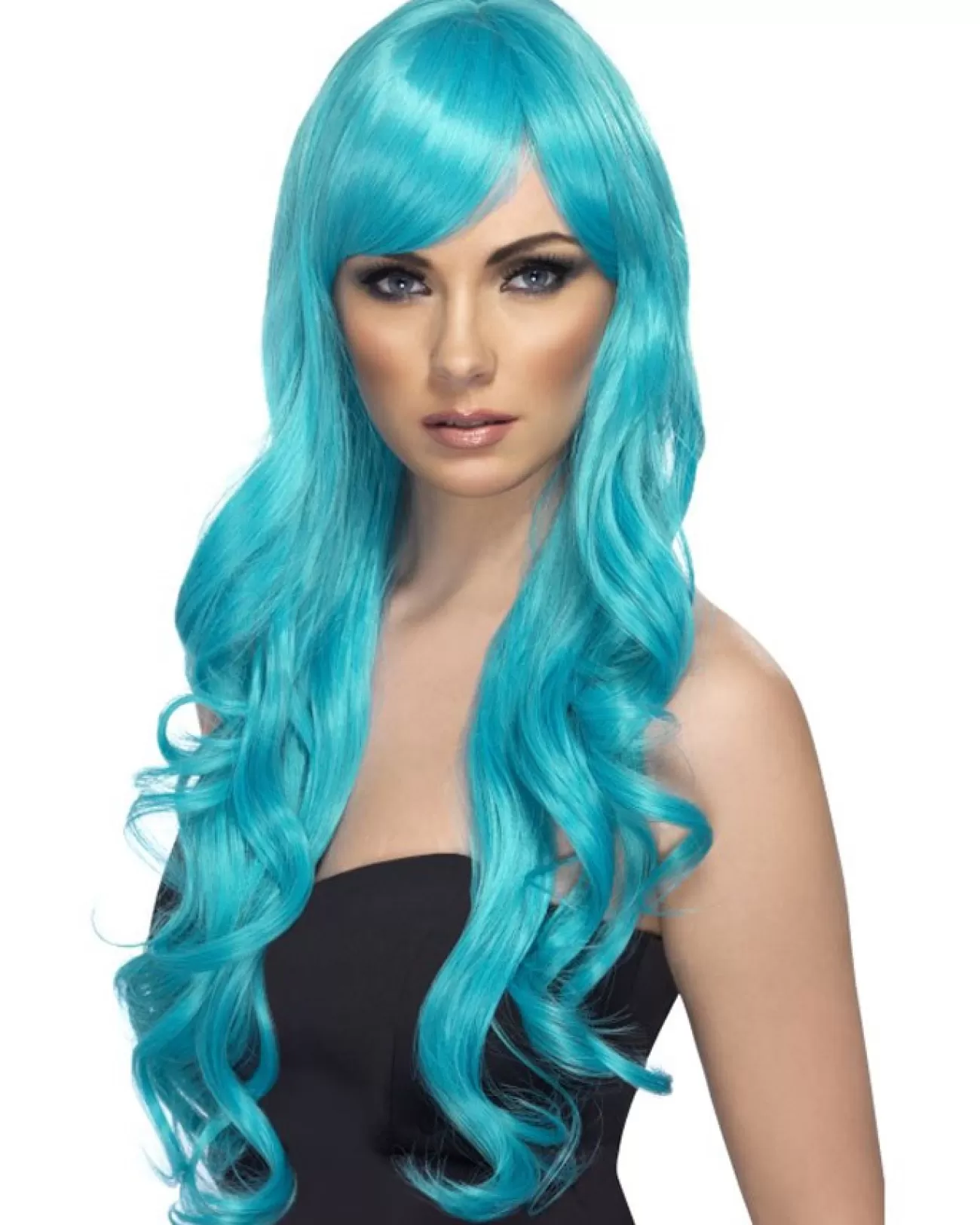 Smiffys Desire Long Wavy Aqua Wig> Halloween Wigs