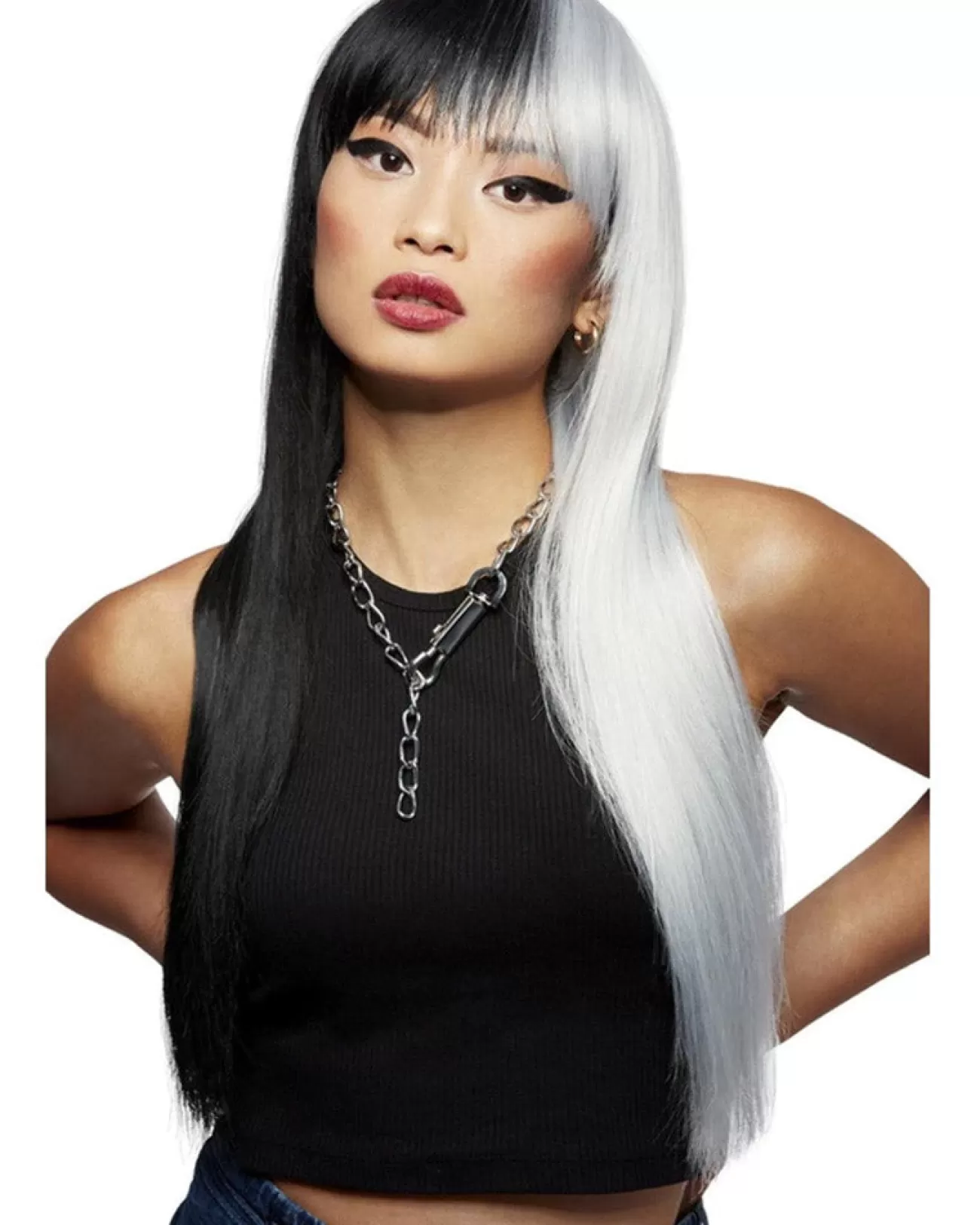 Smiffys Downtown Black And White Wig> Halloween Wigs