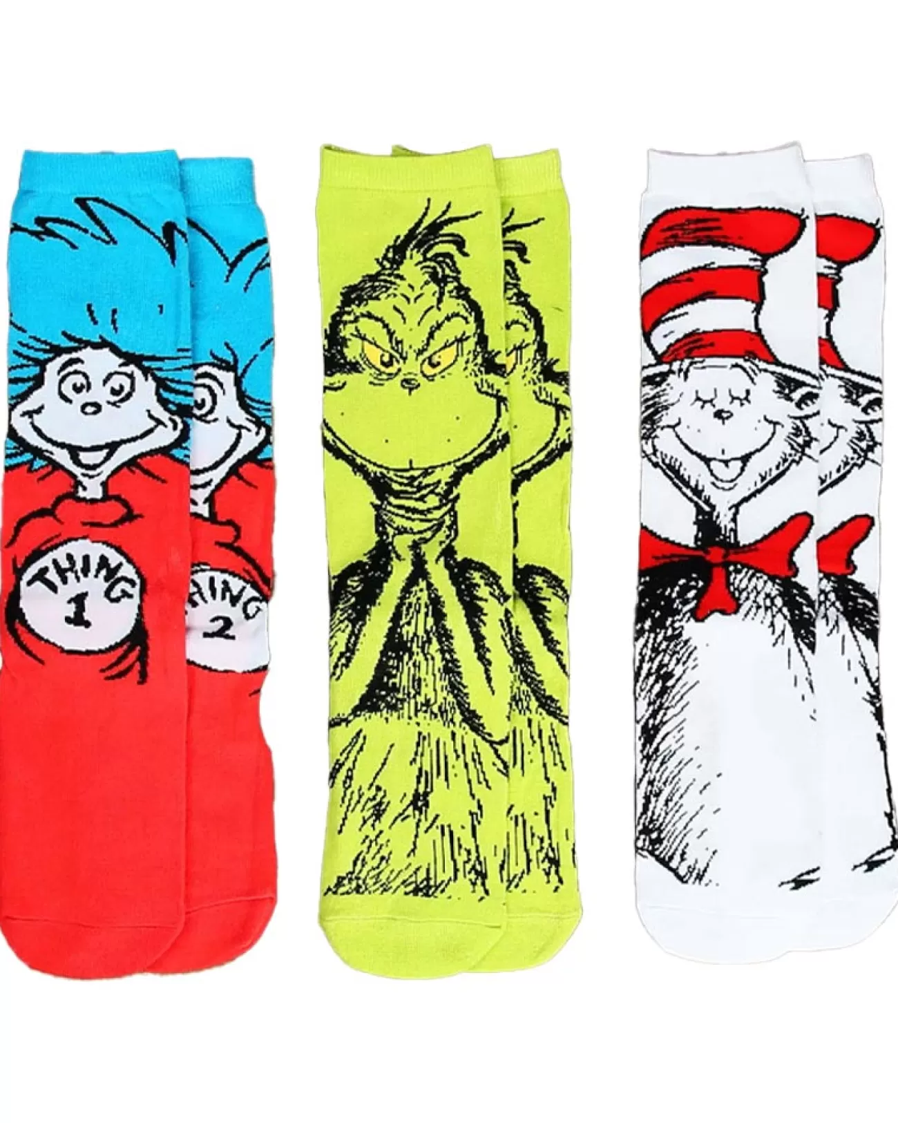 Elope Dr Seuss Characters Adult Crew Sock Set 3 Pack> Halloween Hosiery