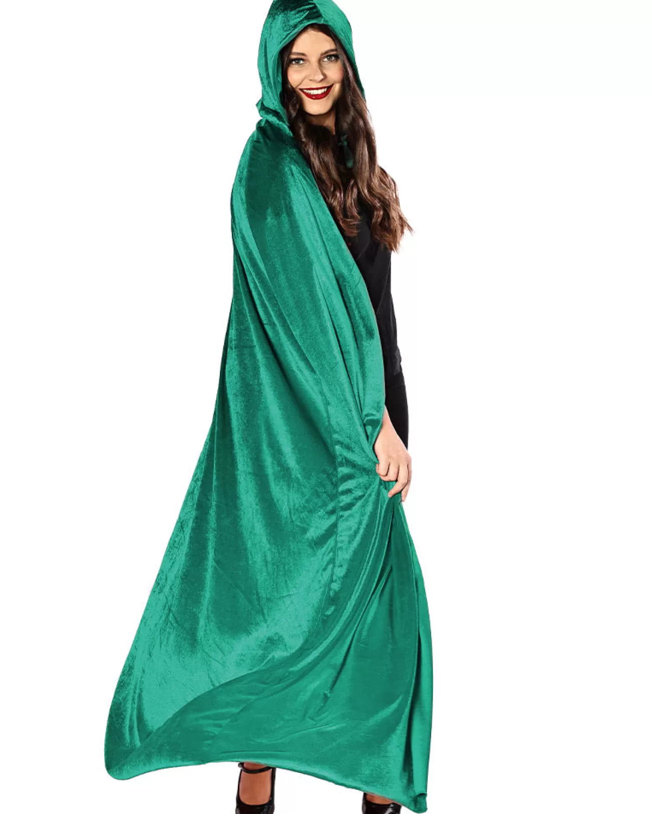 * Emerald Green Panne Velvet Deluxe Adults Cape> Halloween Accessories