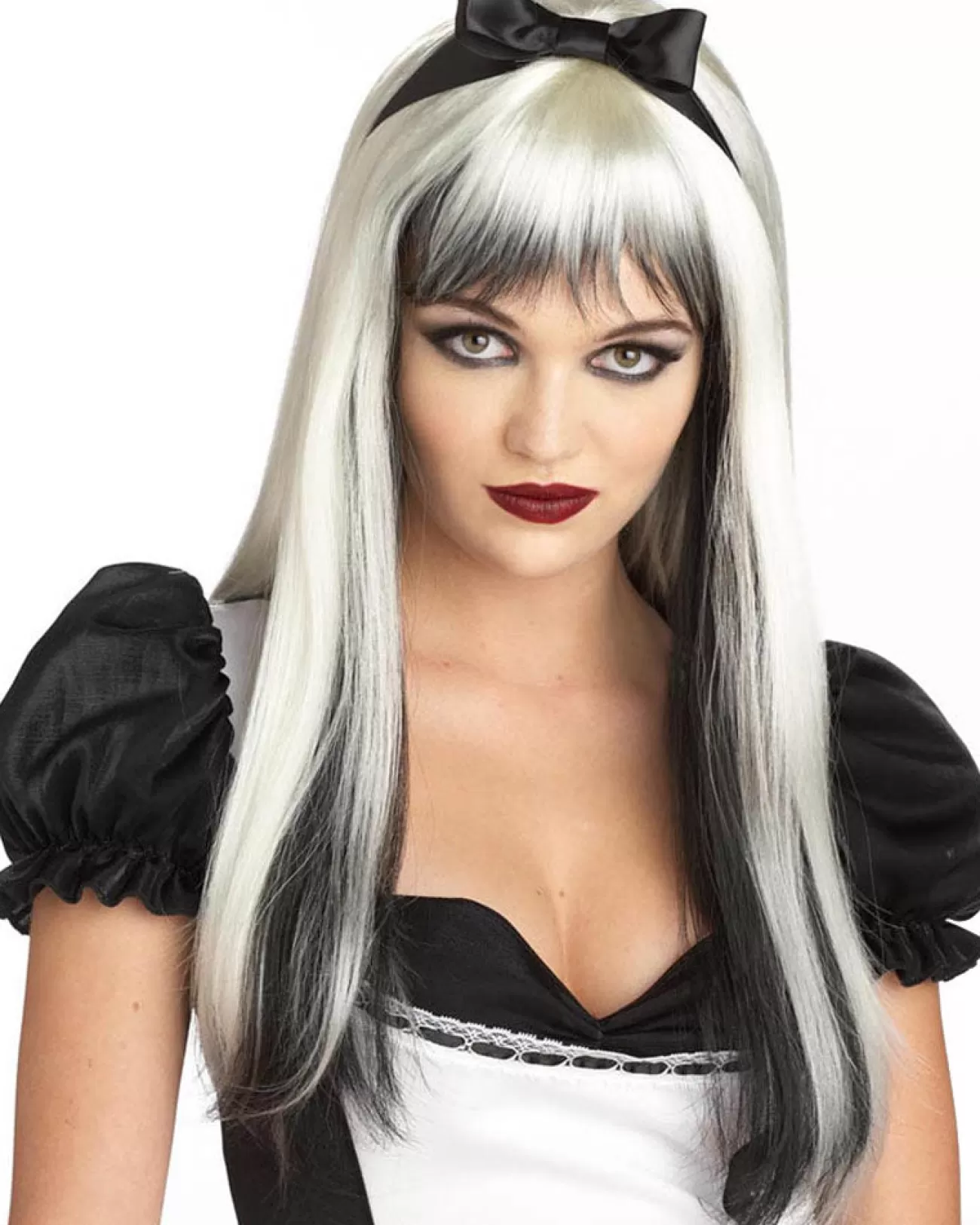 California Costumes Enchanted Alice Black And White Wig With Hair Bow> Halloween Accessories