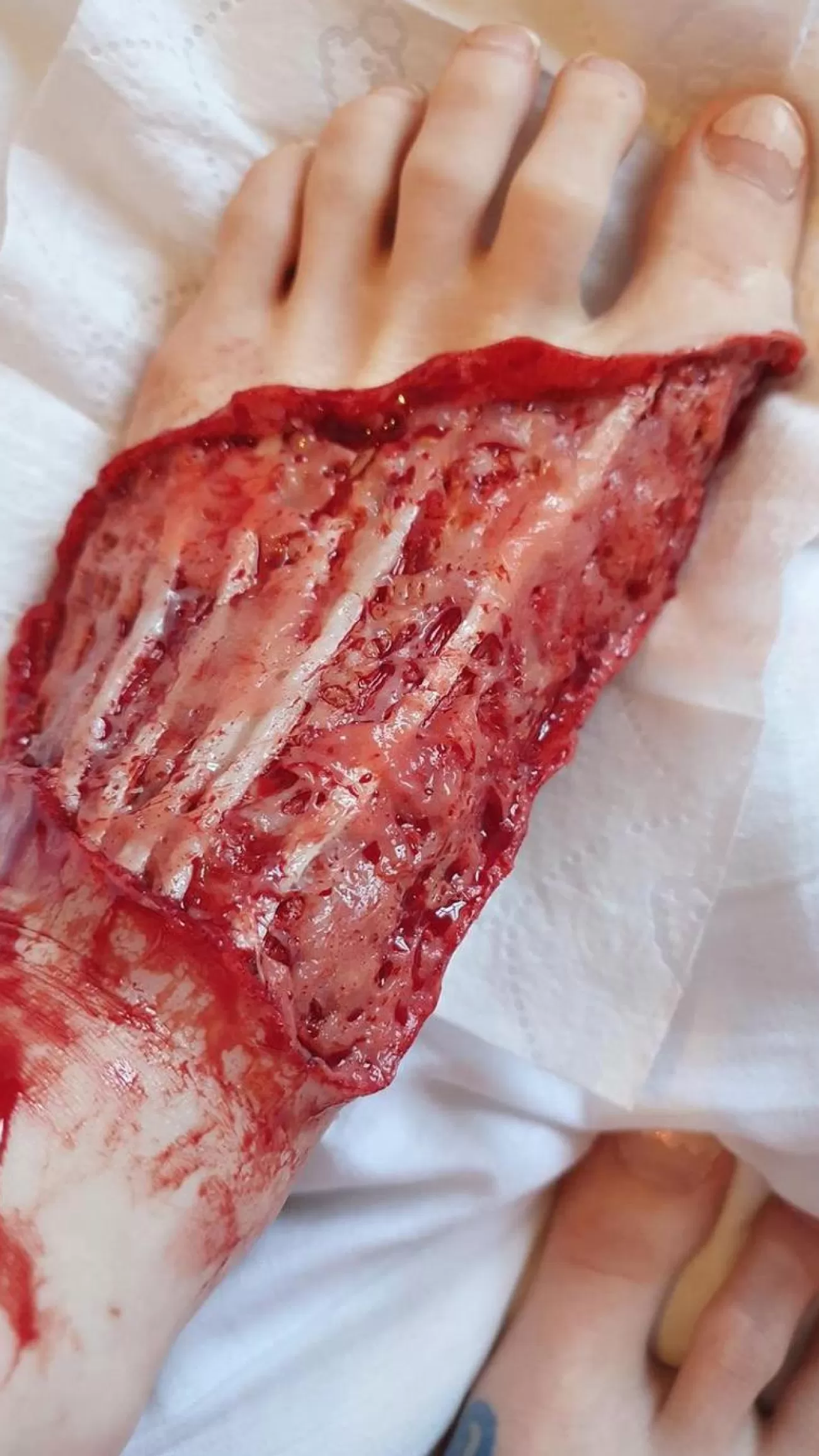 ForensicFX Studios Exposed Foot Ligaments Prosthetic> Halloween Accessories