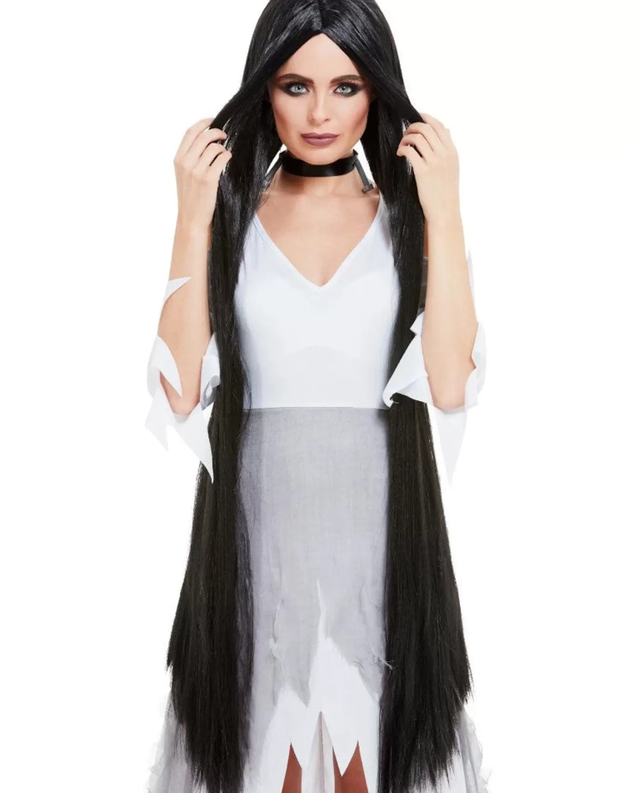 Smiffys Extra Long Witch Wig Black> Halloween Accessories