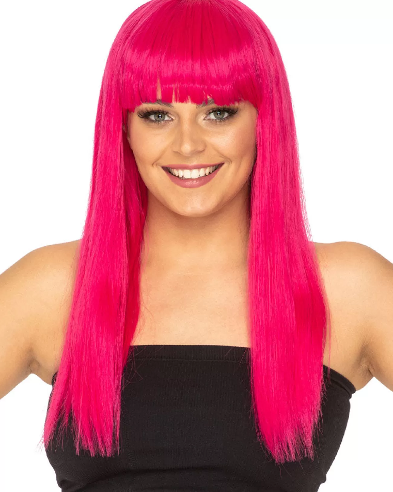 * Fashion Deluxe Fuschia Pink Long Wig> Halloween Wigs