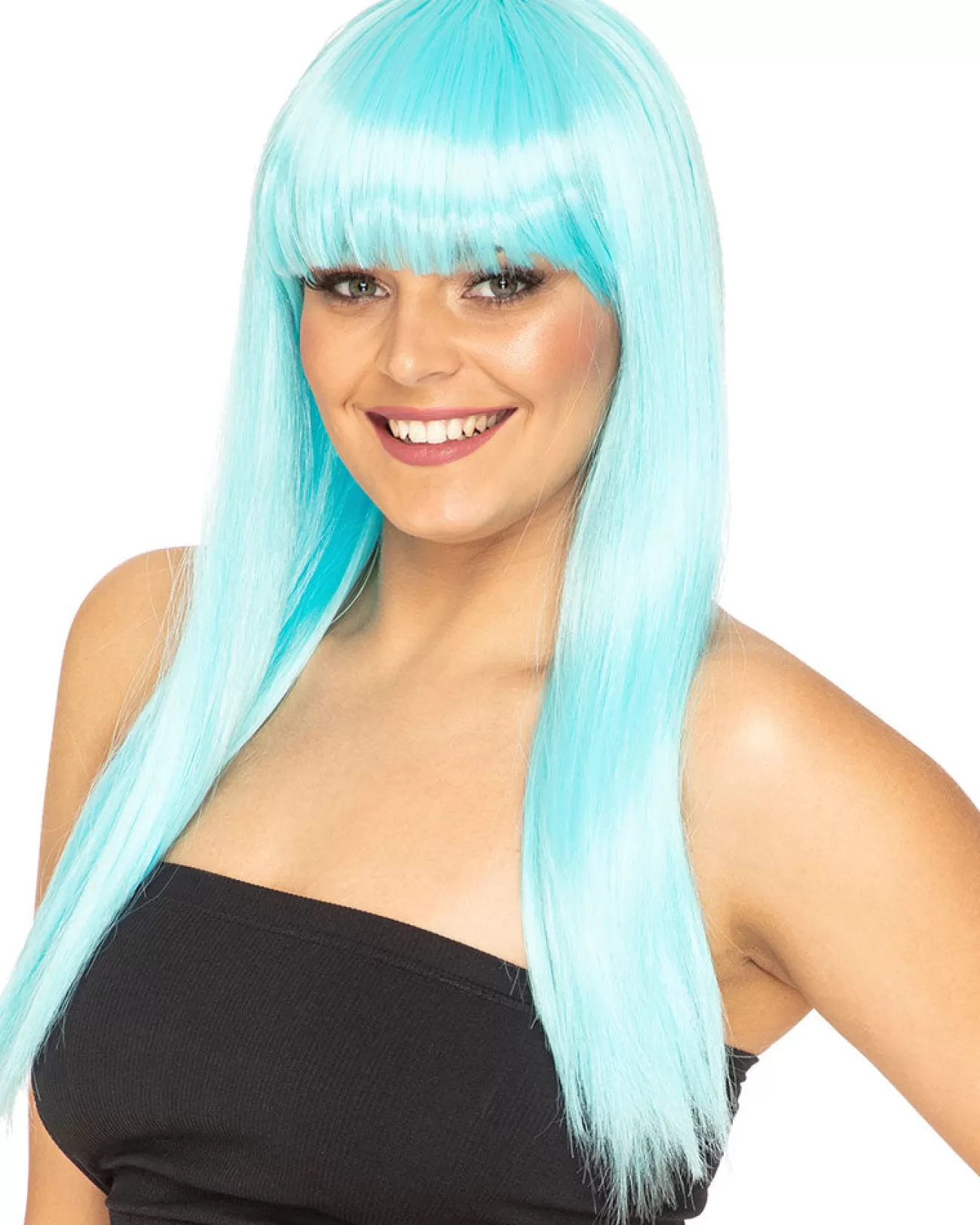 * Fashion Deluxe Soft Teal Long Wig> Halloween Wigs