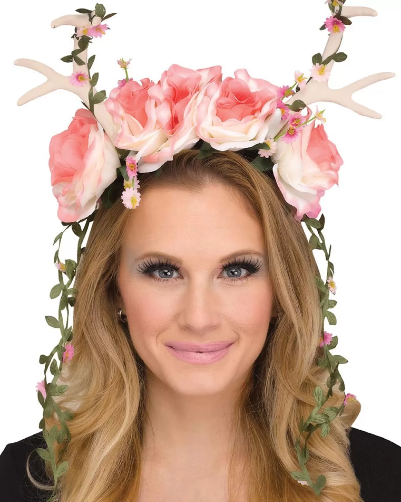 Fun World Faun Fantasy Headpiece With Pink Roses And White Antlers> Halloween Hats