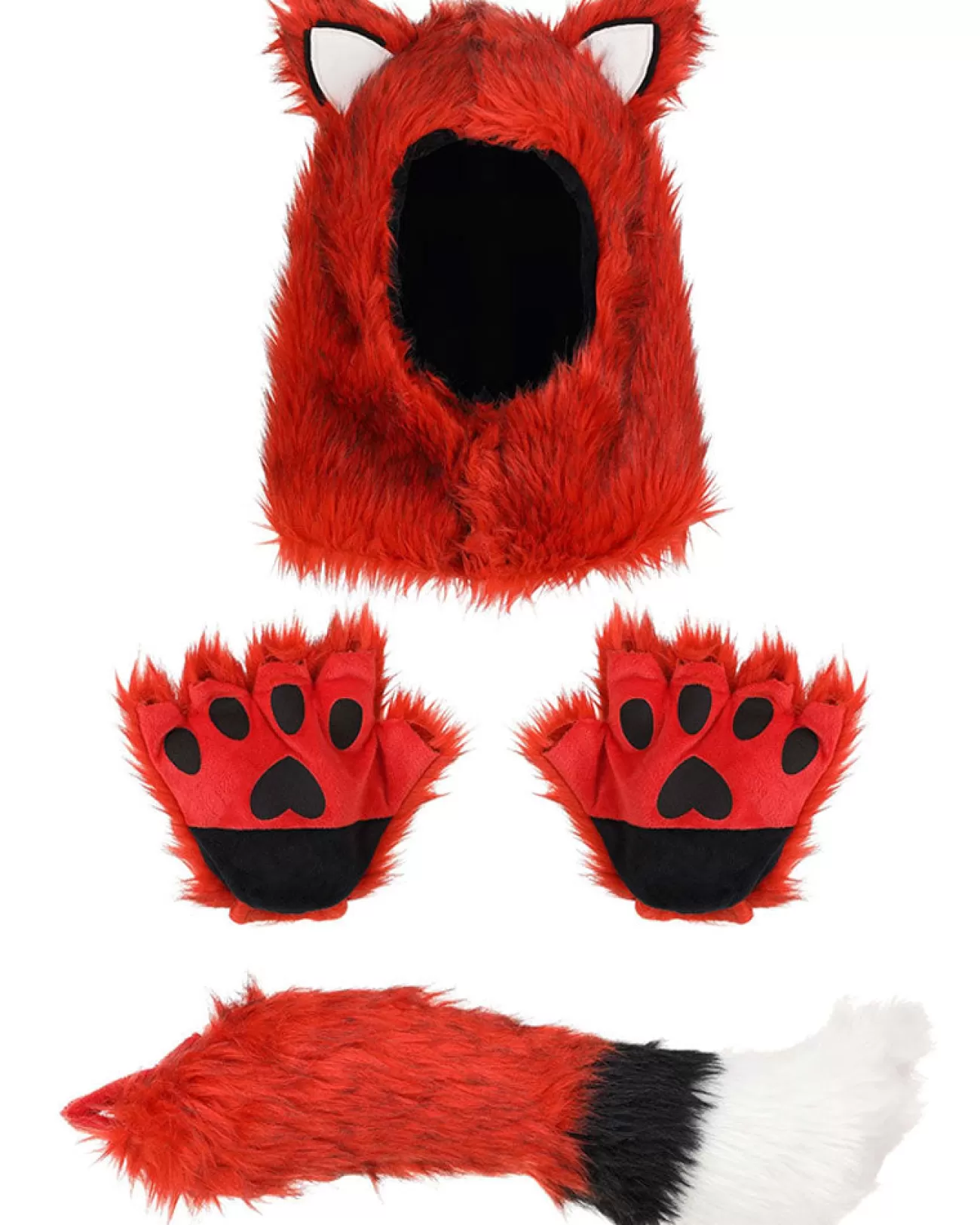 Elope Fox Hood Hands And Tail Set> Halloween Hats