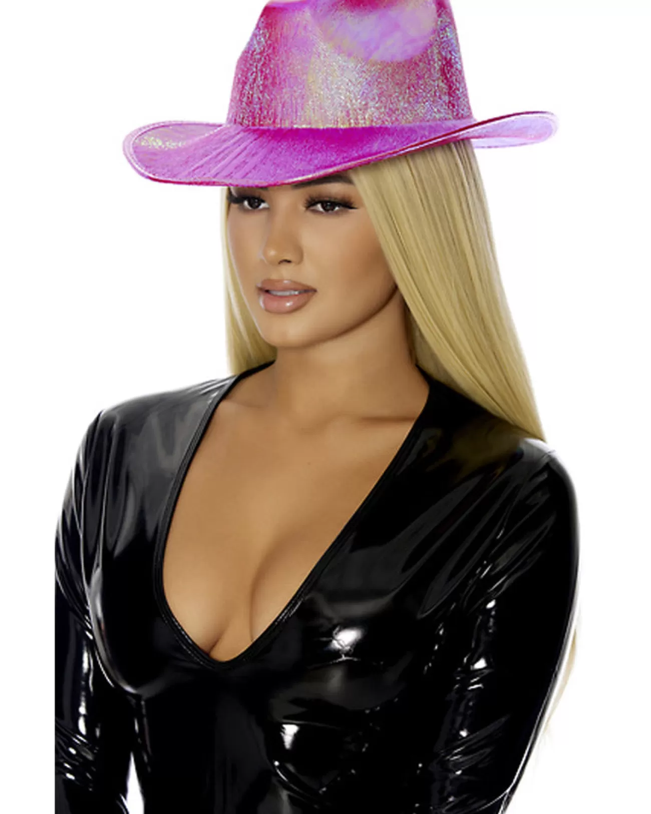 Forplay Fuchsia Pink Metallic Cowboy Hat> Halloween Hats