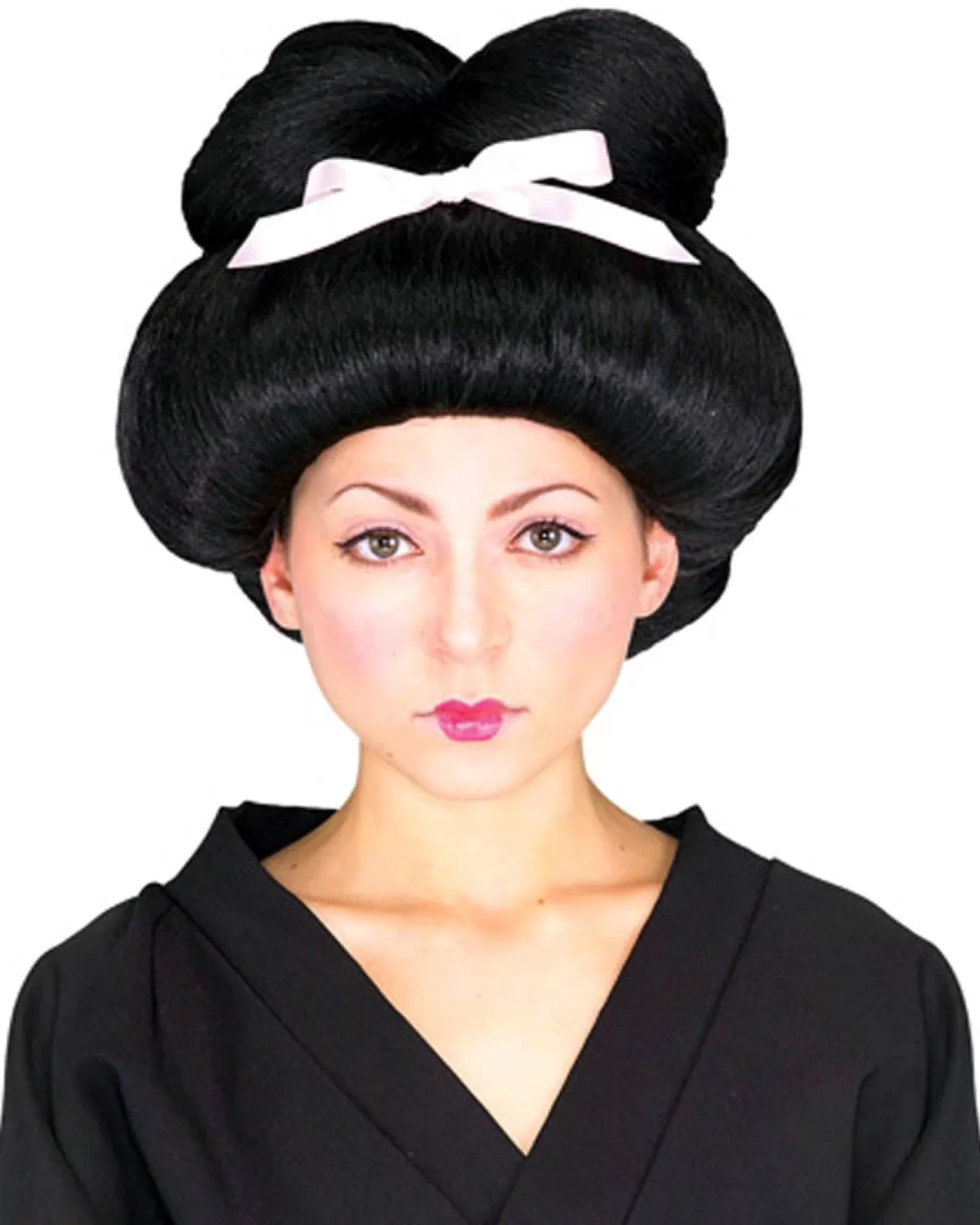 Rubies Geisha Girl Black Wig With Pale Pink Bow> Halloween Wigs