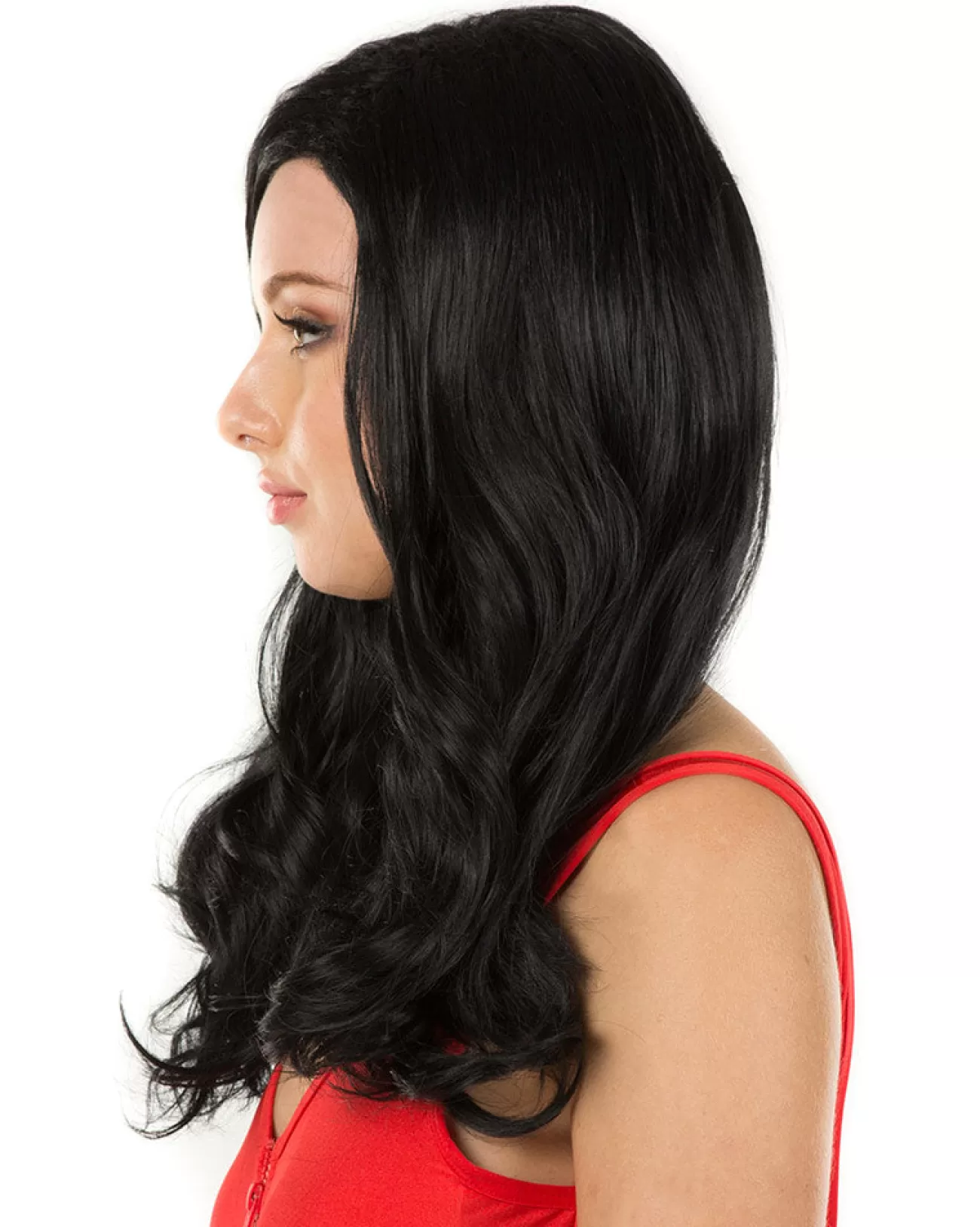 * Glamour Deluxe Black Long Wavy Wig> Halloween Accessories