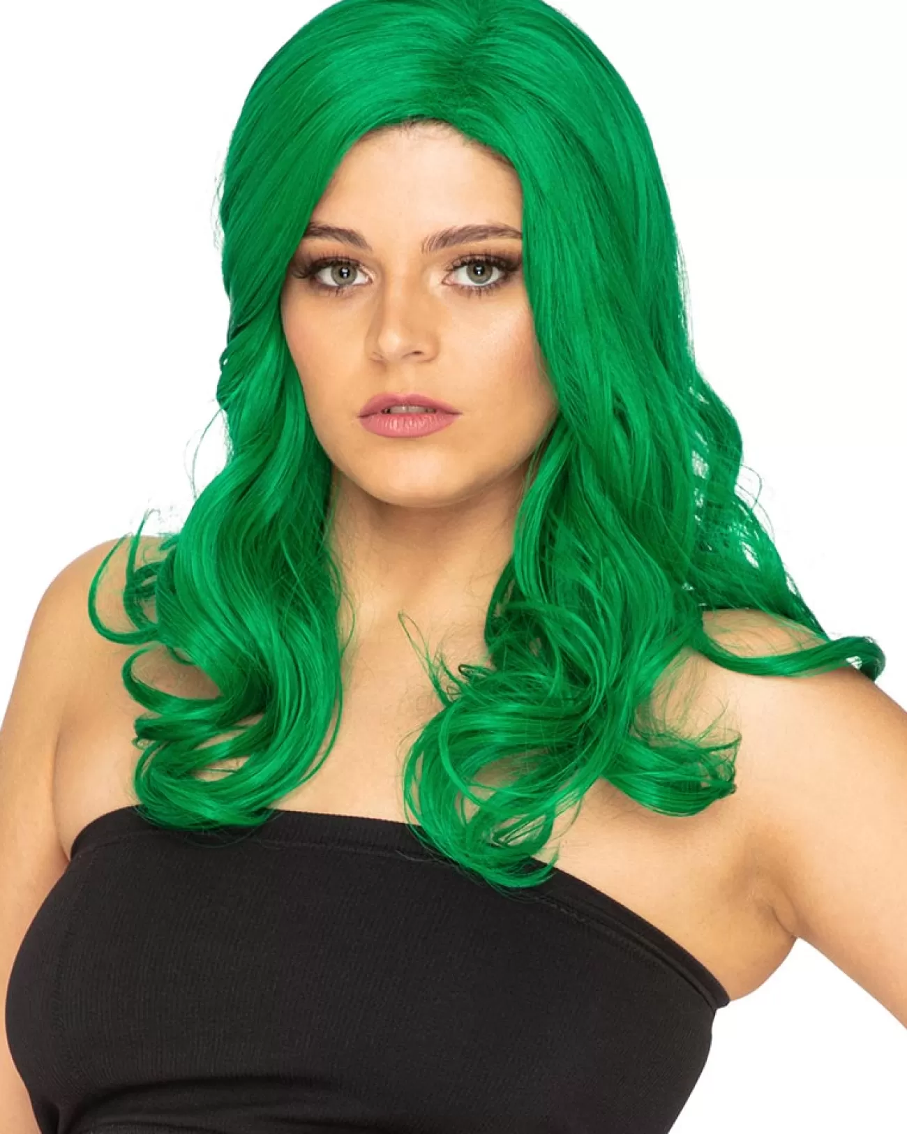 * Glamour Deluxe Emerald Green Long Wavy Wig> Halloween Wigs