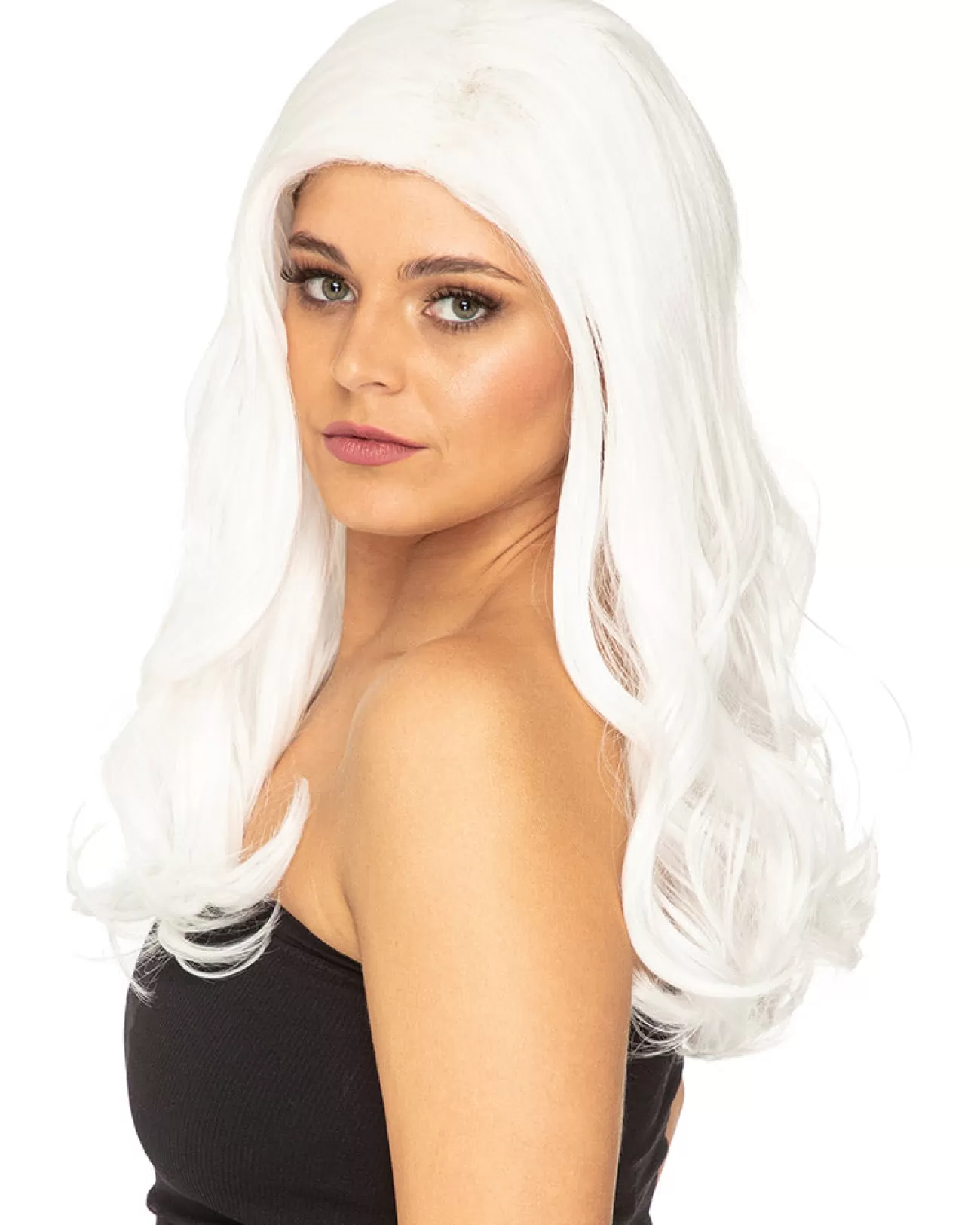 * Glamour Deluxe White Long Wavy Wig> Halloween Accessories