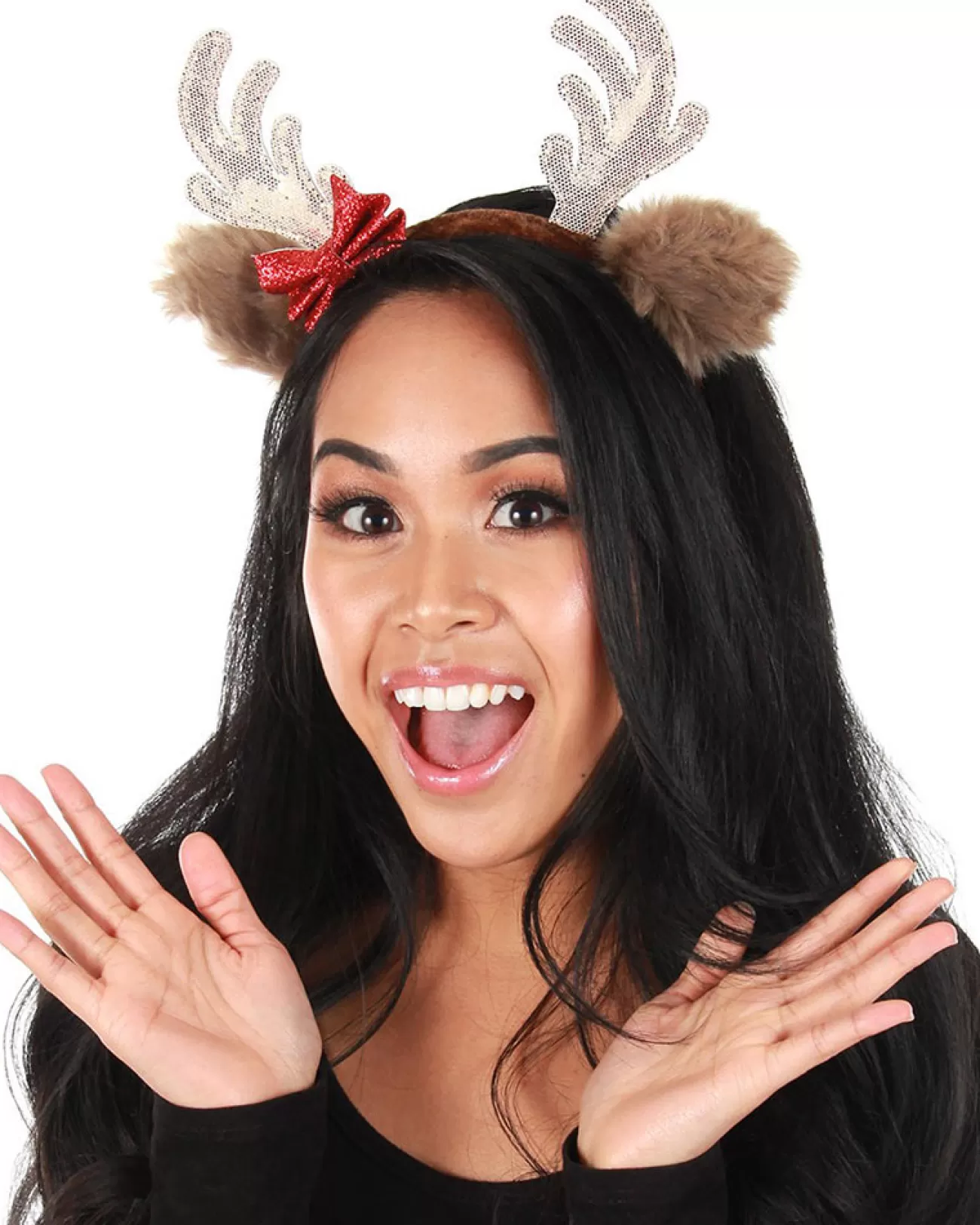 Elope Glitter Reindeer Bow Headband> Halloween Hats