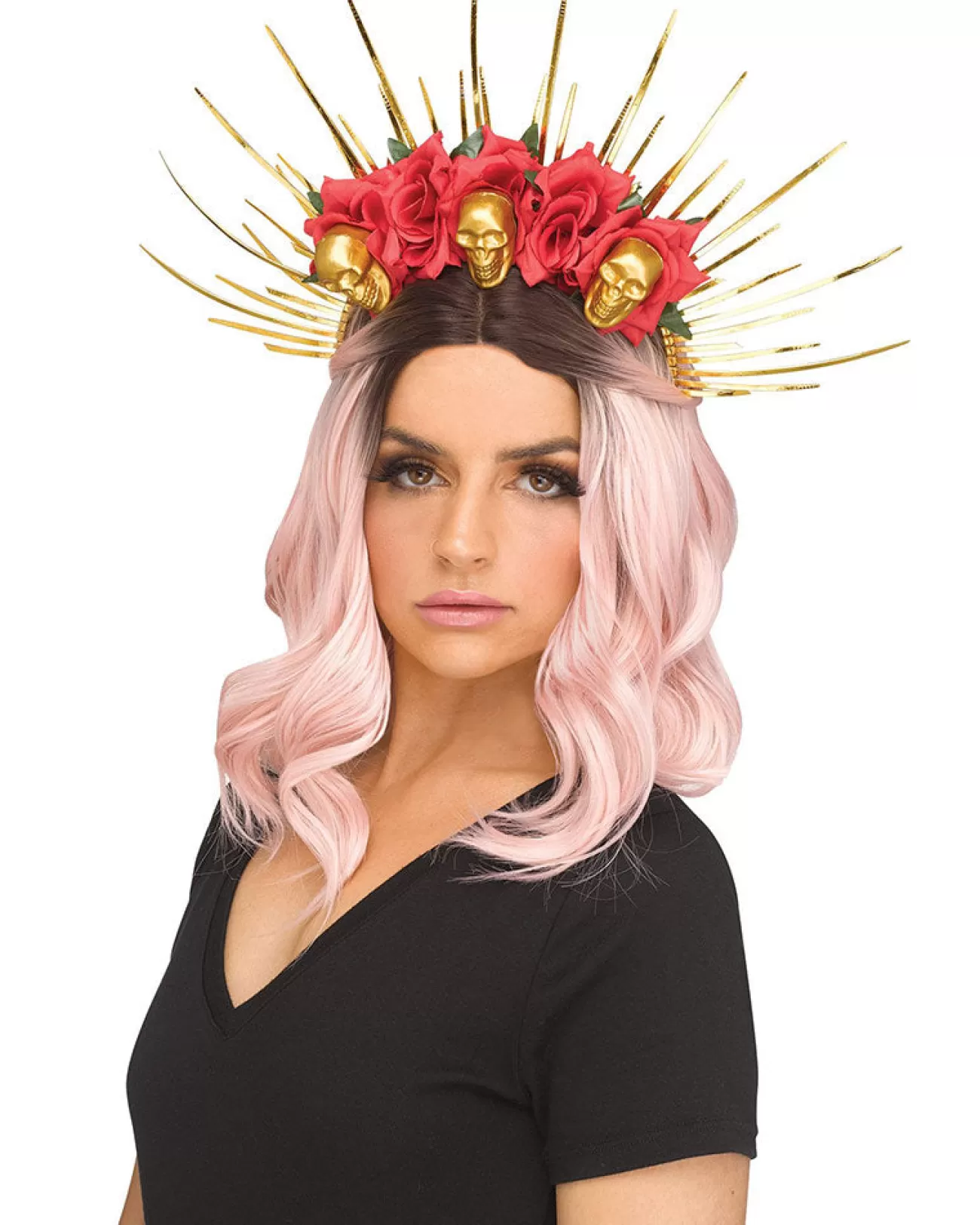 Fun World Gold And Red Skull Rose Crown> Halloween Accessories