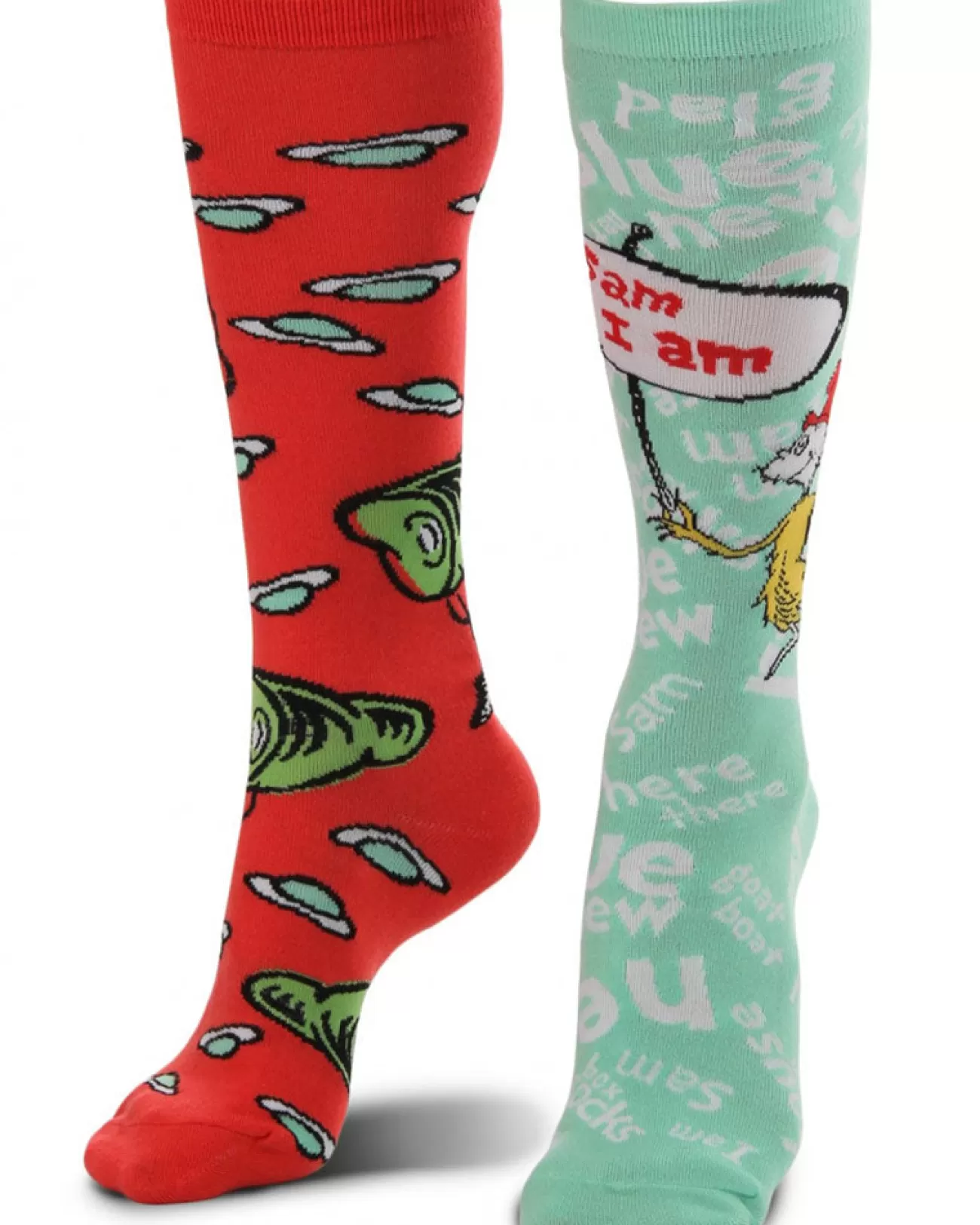 Elope Green Eggs & Ham Mismatched Knee High Costume Socks> Halloween Hosiery