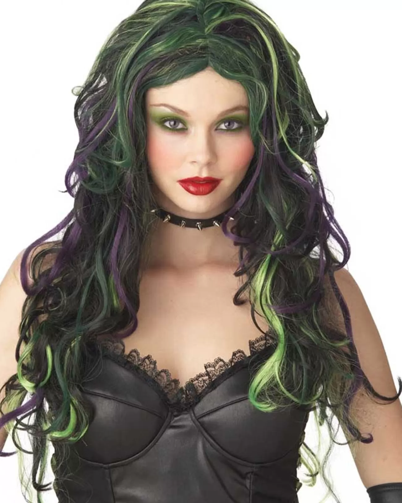 California Costumes Green Purple And Black Witches Wig> Halloween Accessories