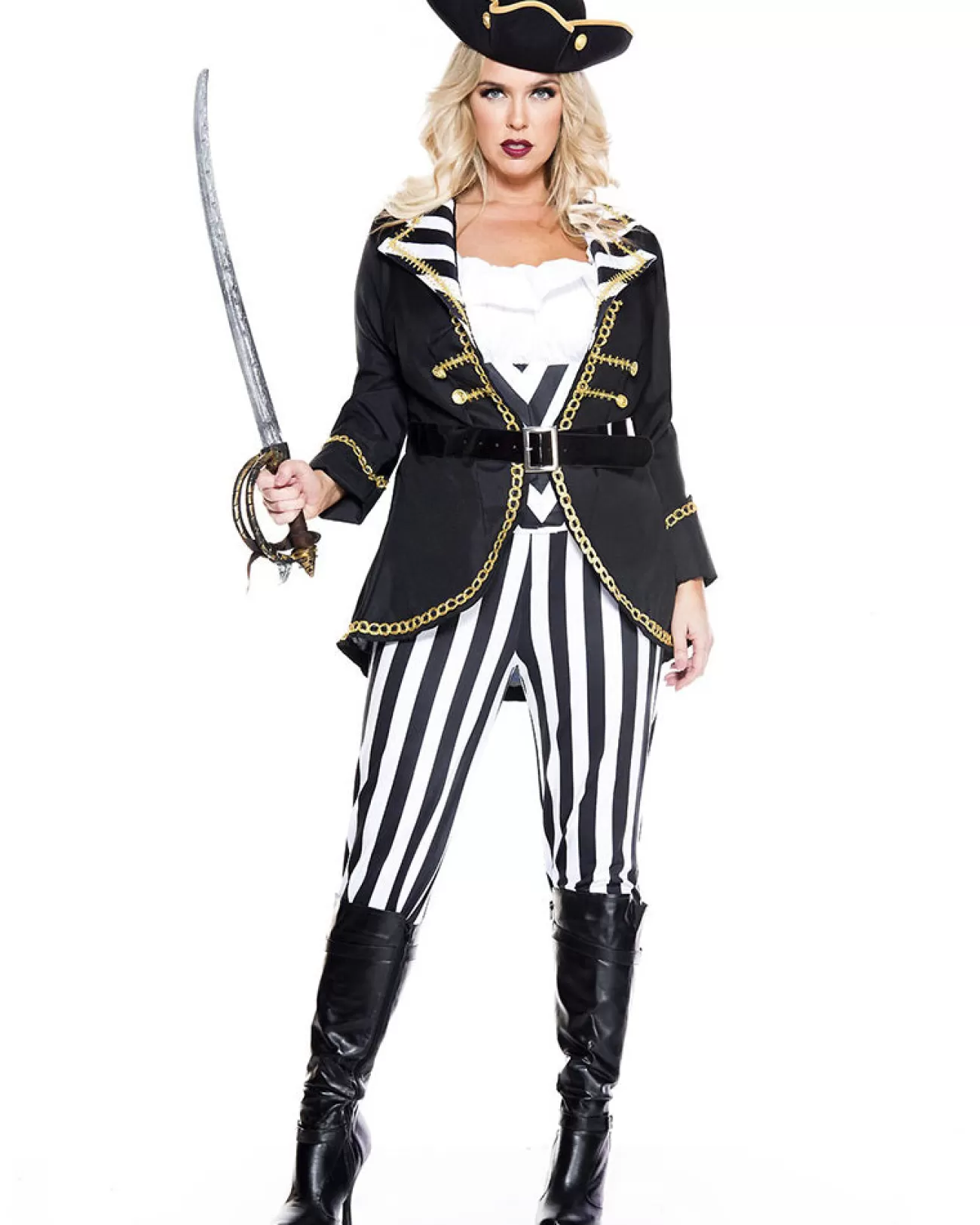 Music Legs High Seas Captain Plus Size Womens Costume>Women Women's Costumes