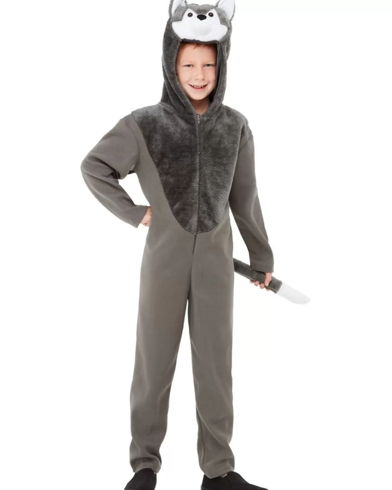 Smiffys Hooded Wolf Jumpsuit Kids Costume>Kids Kids Costumes