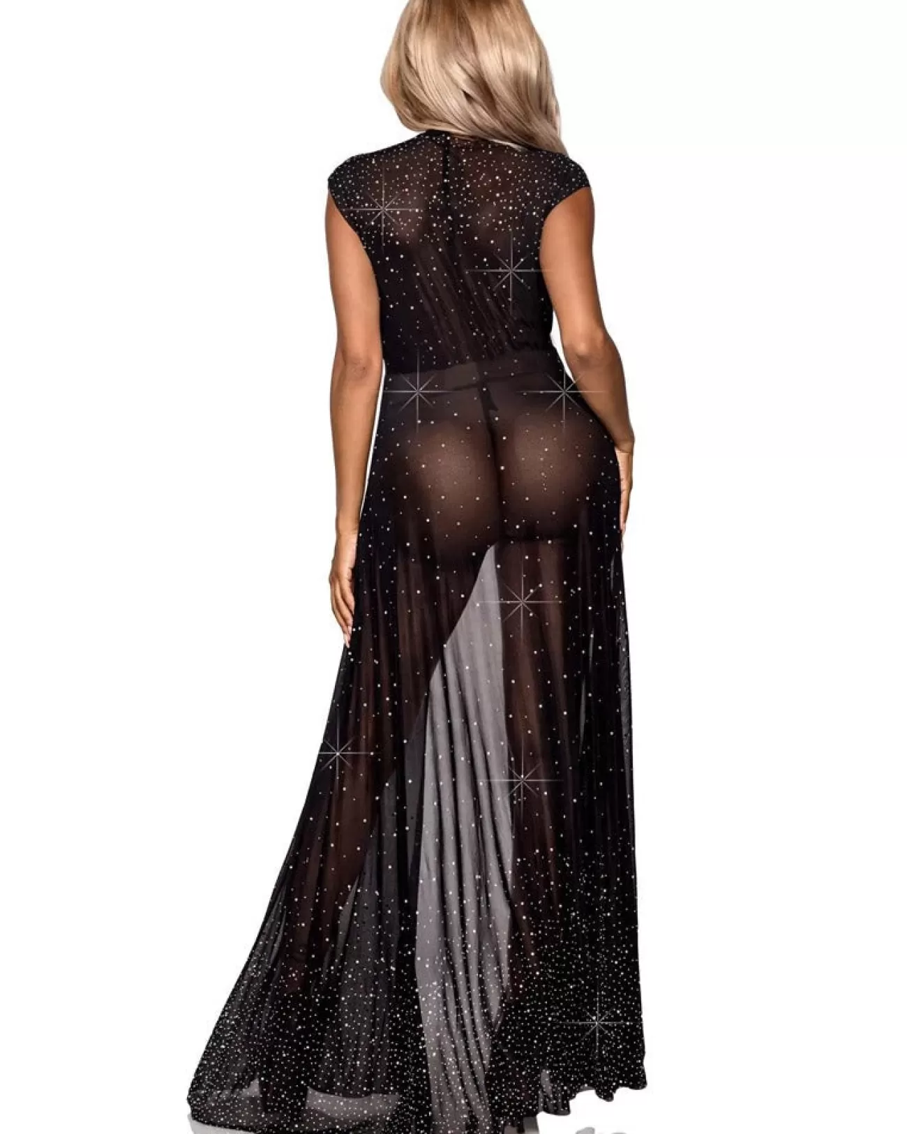 Leg Avenue Iridescent Black Rhinestone Sheer Robe> Saints &Amp; Sinners