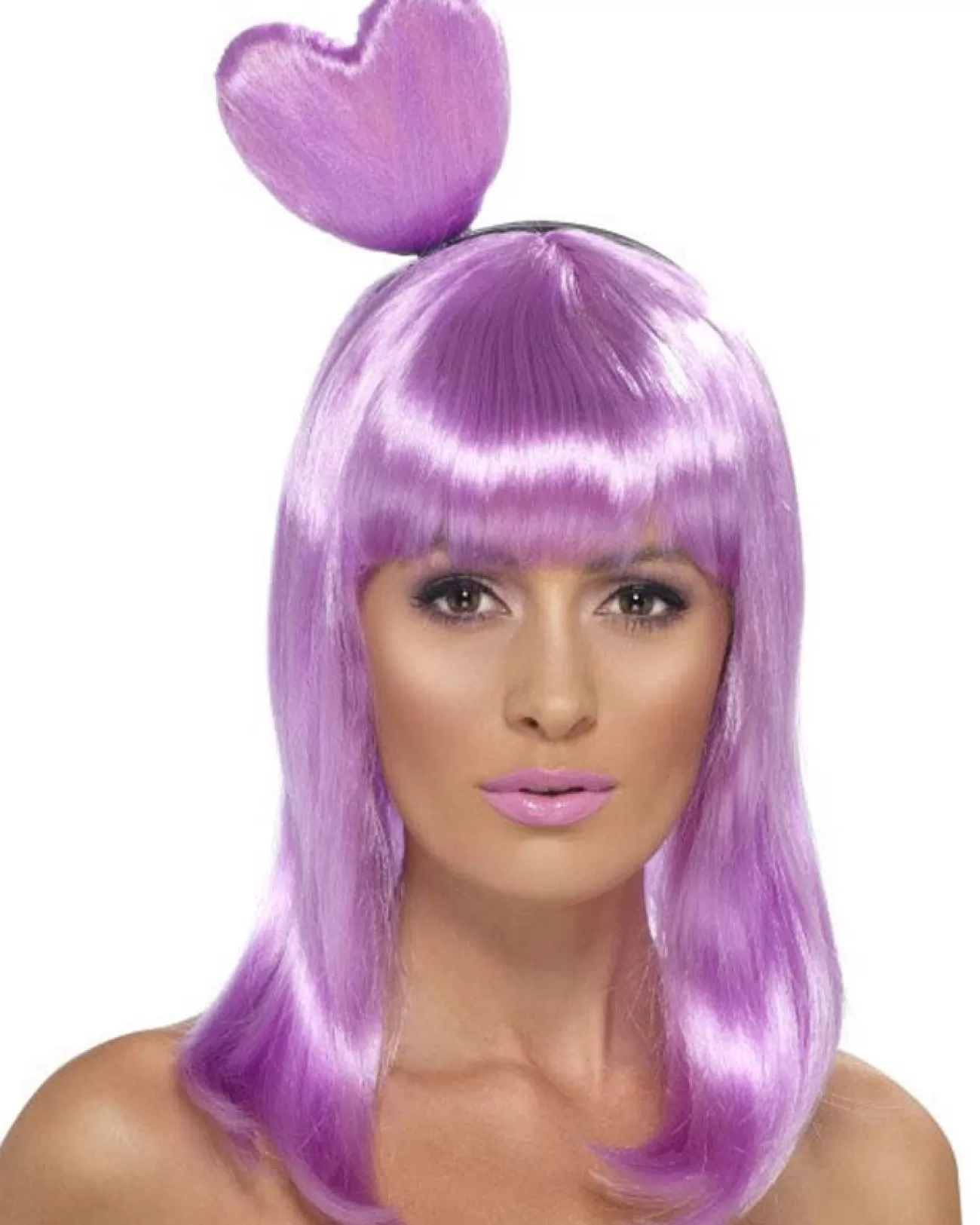 Smiffys Katy Candy Queen Lilac Wig With Heart Headband> Halloween Wigs