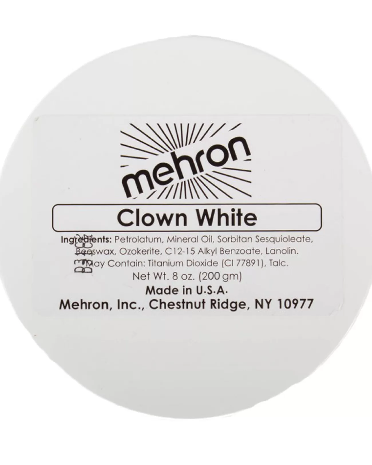 Tomfoolery Mehron Clown White Makeup 200G> Halloween Accessories