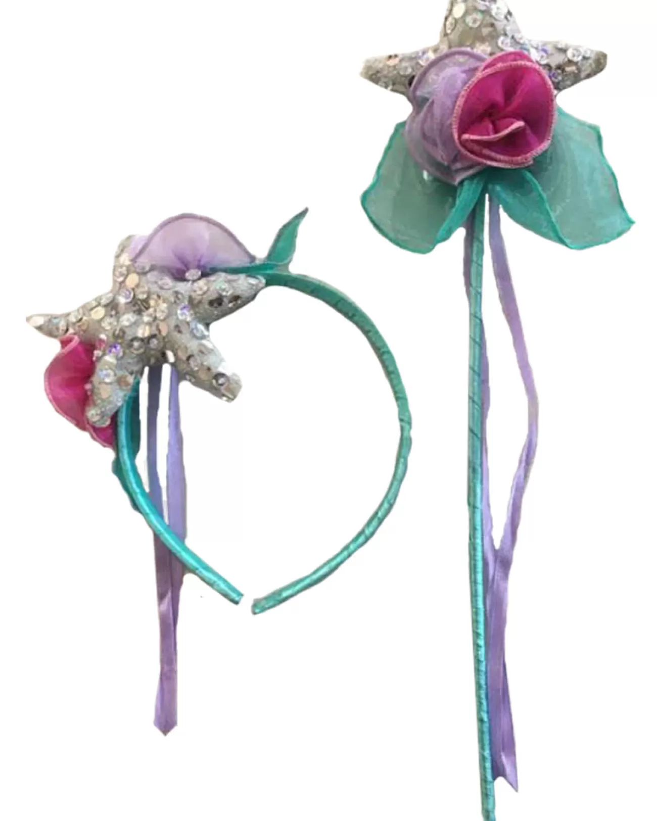 Fairy Girls Mermaid Headband And Wand Accessory Set> Halloween Hats