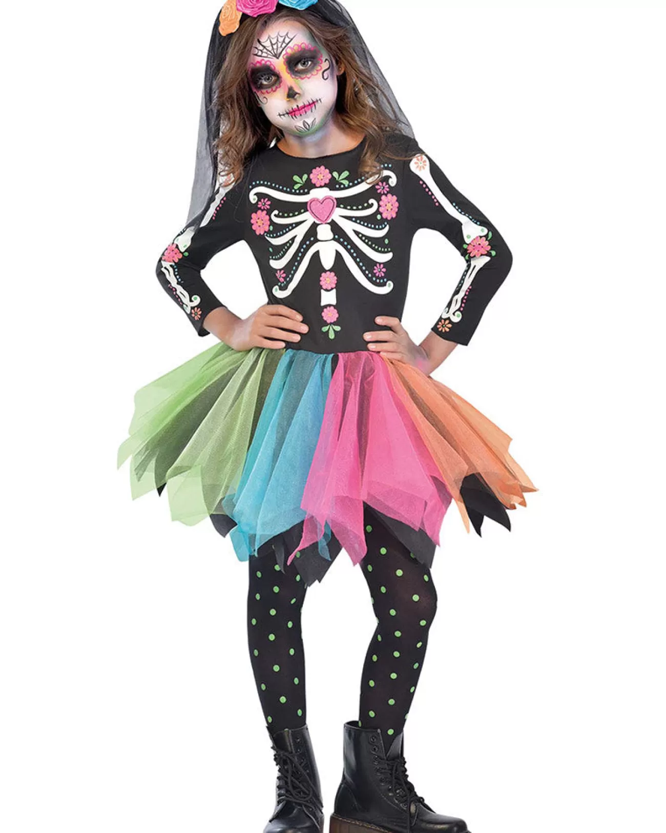 Amscan AU Mexican Sugar Skull Girls Costume>Kids Kids Costumes