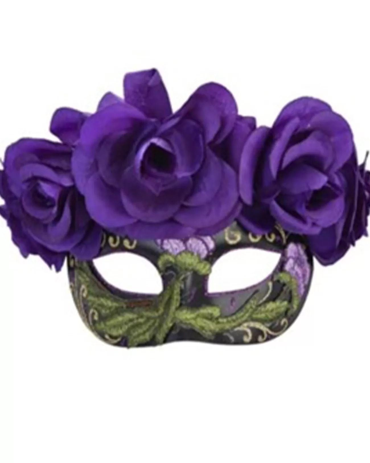 Tomfoolery Mia Day Of The Dead Purple Flowers Half Mask> Halloween Masks