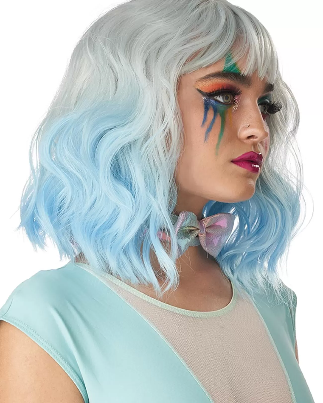 California Costumes Pastel Textured Long Bob Blue Wig> Halloween Wigs