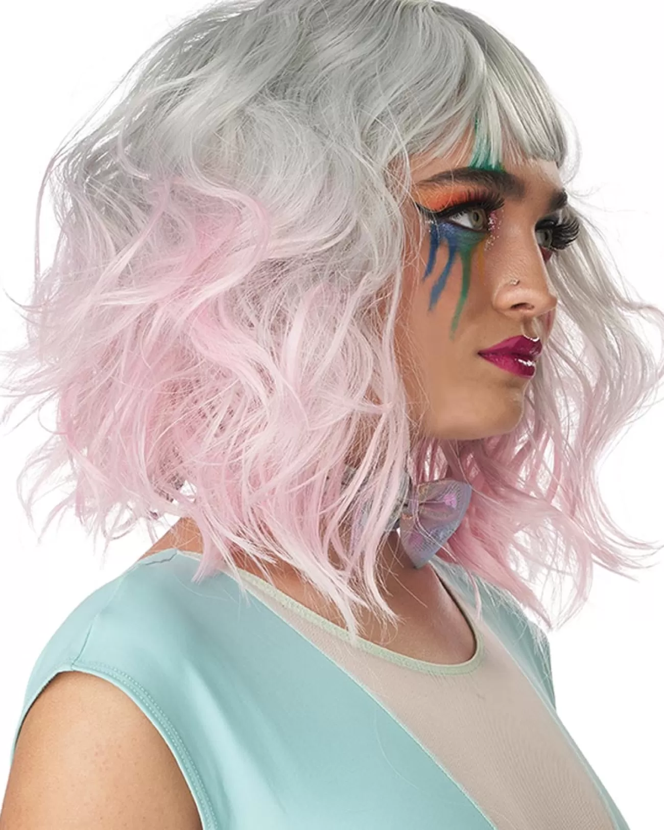 California Costumes Pastel Textured Long Bob Pink Wig> Halloween Wigs