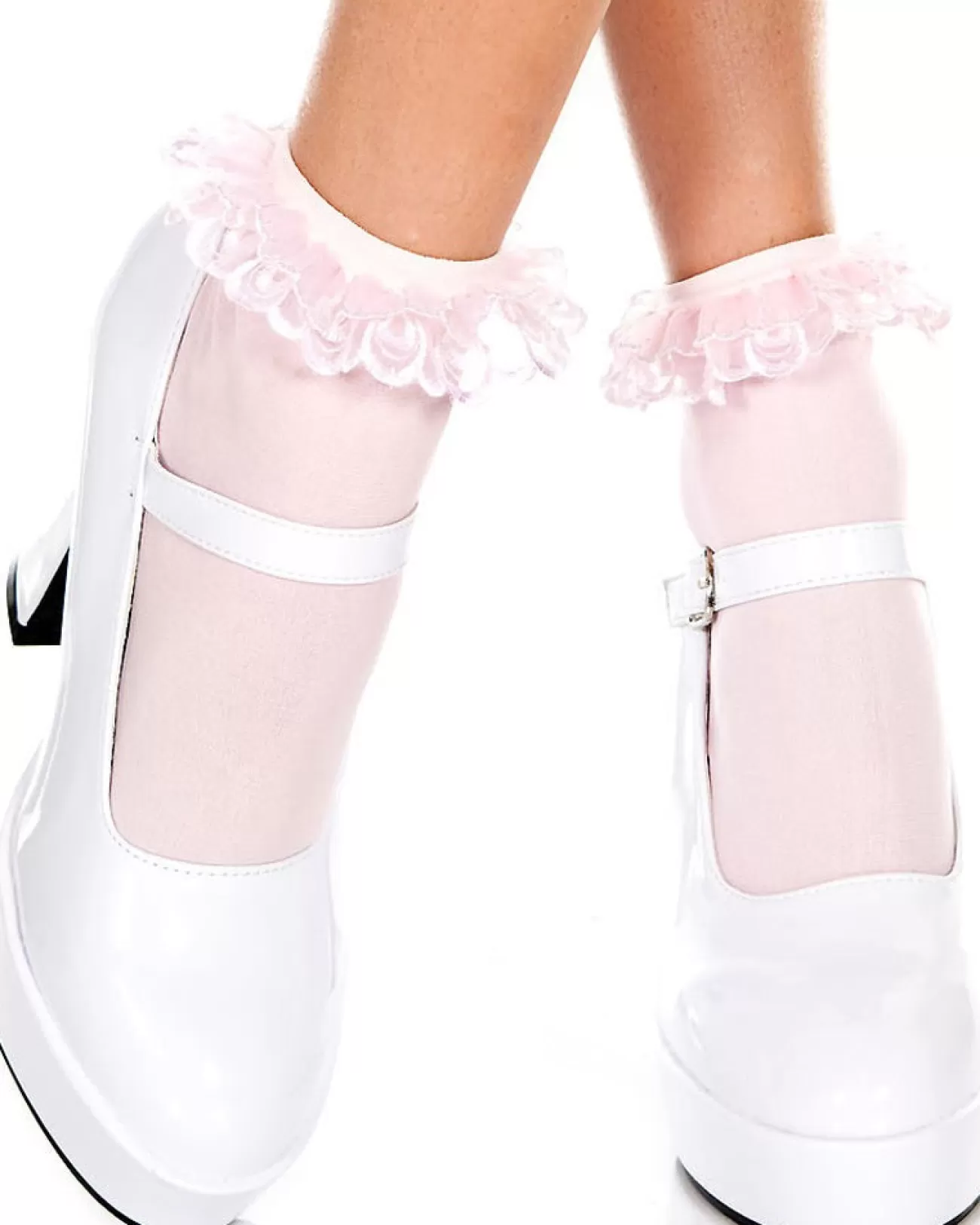 Music Legs Pink Ruffle Top Ankle Socks> Halloween Hosiery