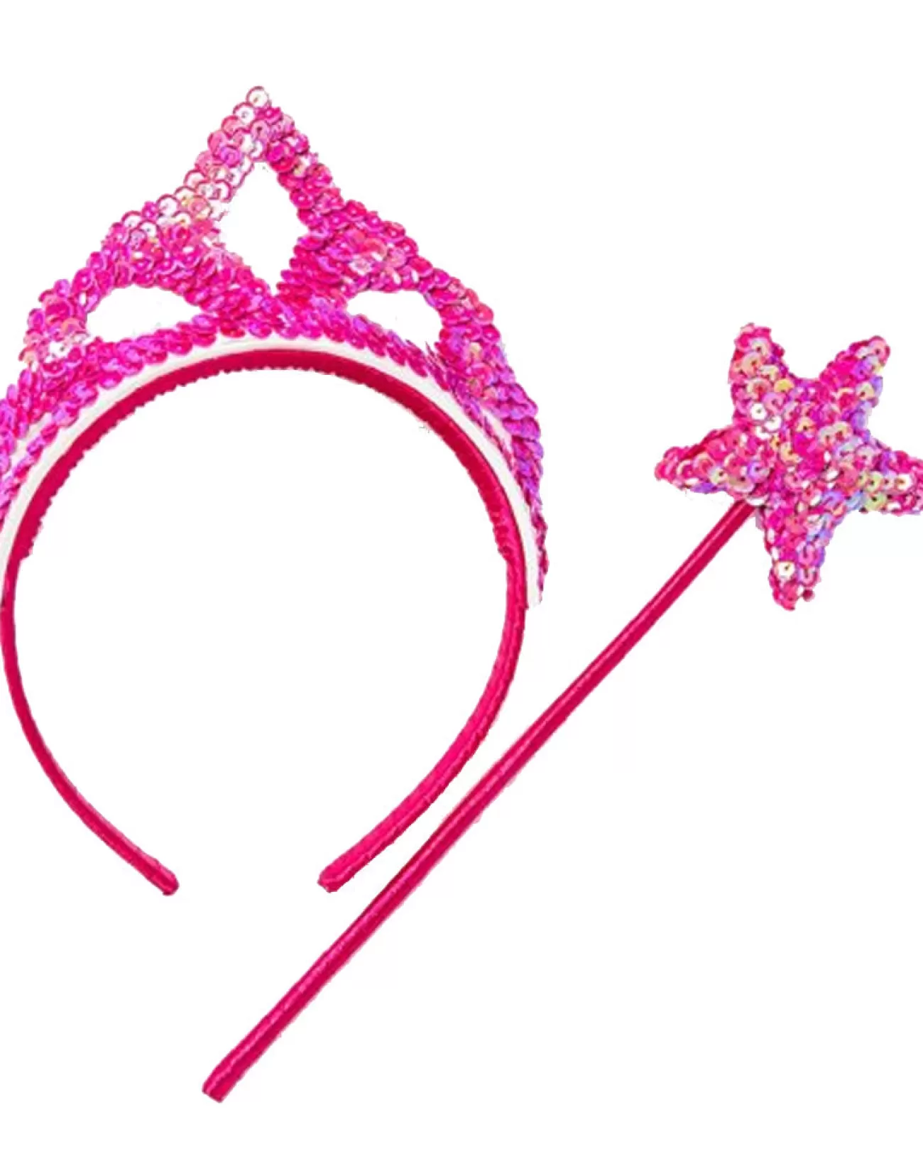 Fairy Girls Princess Sparkle Hot Pink Wand And Tiara Set> Halloween Hats